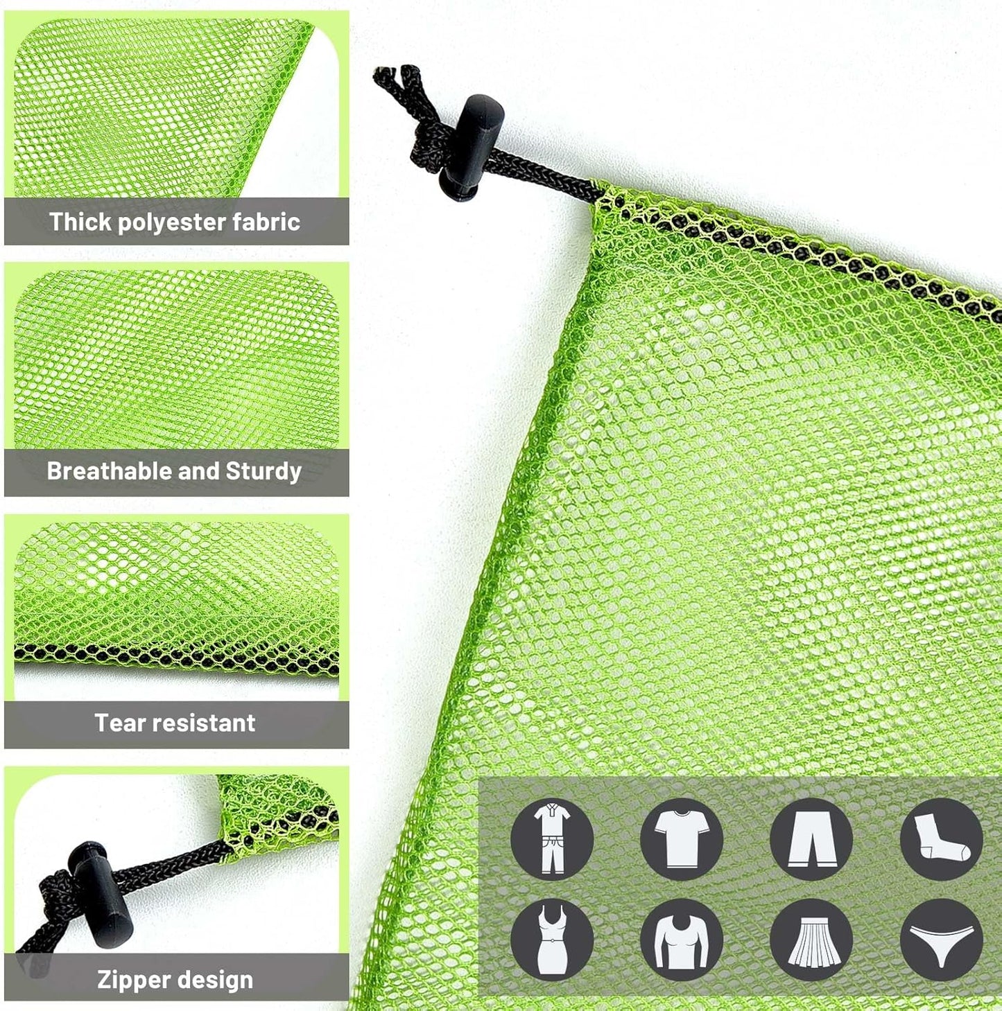 Berlune 36 Pcs Large Laundry Bag Colorful Extra Large Mesh Laundry Bag Bulk with Drawstring Heavy