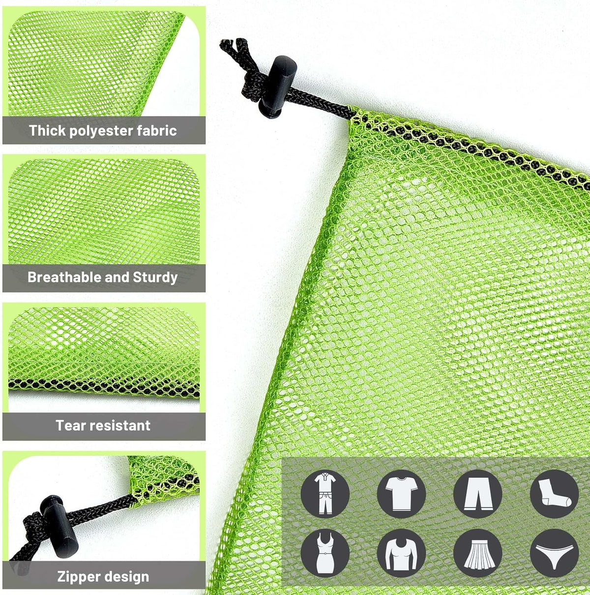 Berlune 36 Pcs Large Laundry Bag Colorful Extra Large Mesh Laundry Bag Bulk with Drawstring Heavy