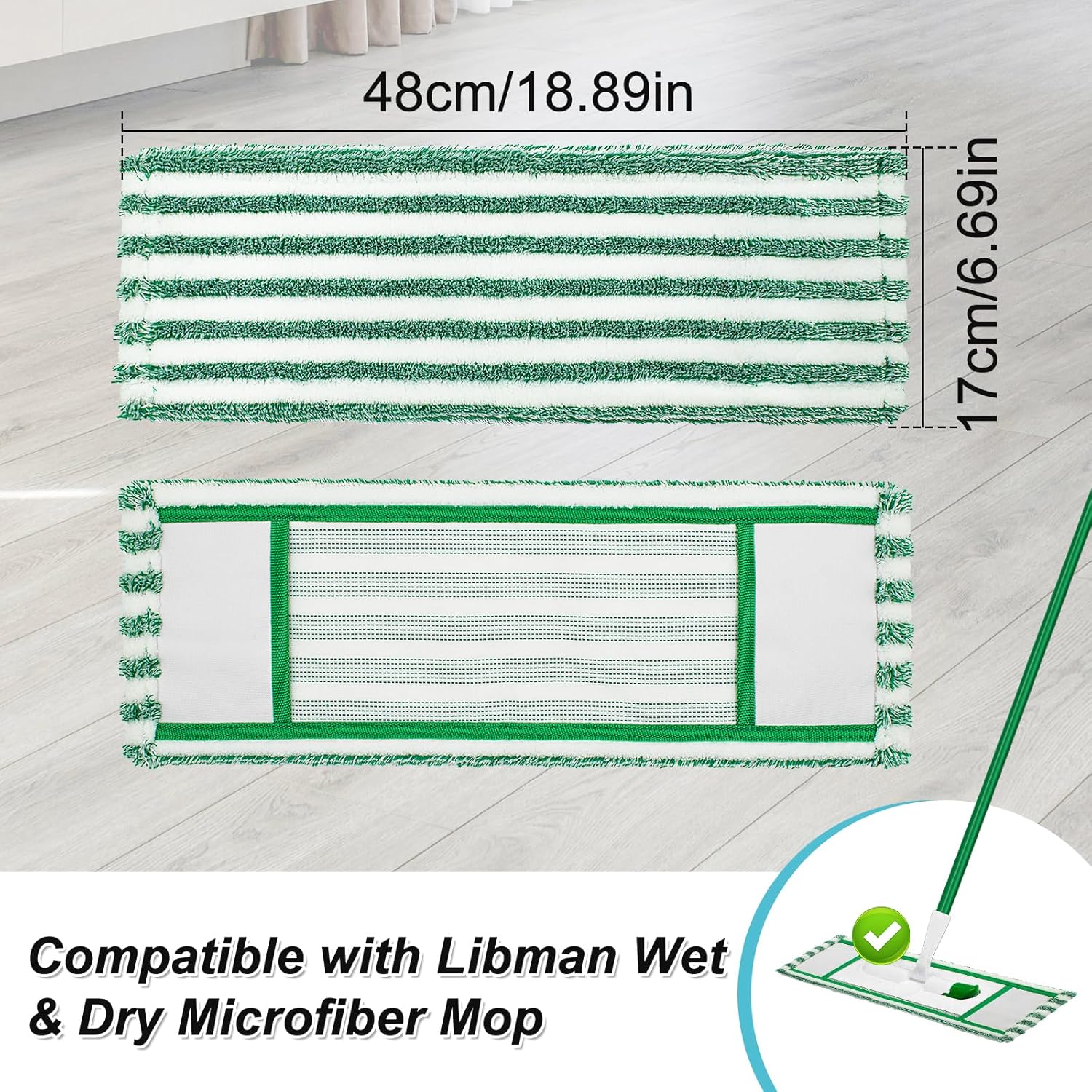 Microfiber Mop Pad Refills Compatible with Libman Wet & Dry Microfiber Mop,Reusable Mop Head