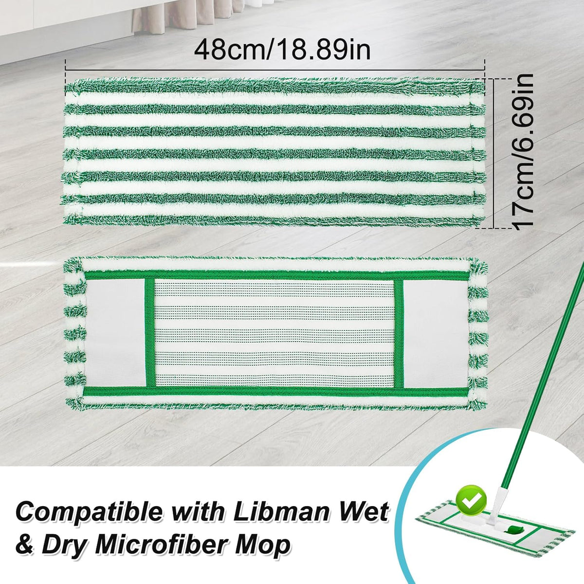 Mop Pads Refills Compatible with Libman Wet & Dry Microfiber Mop,6 Pack Microfiber Mop Refills for