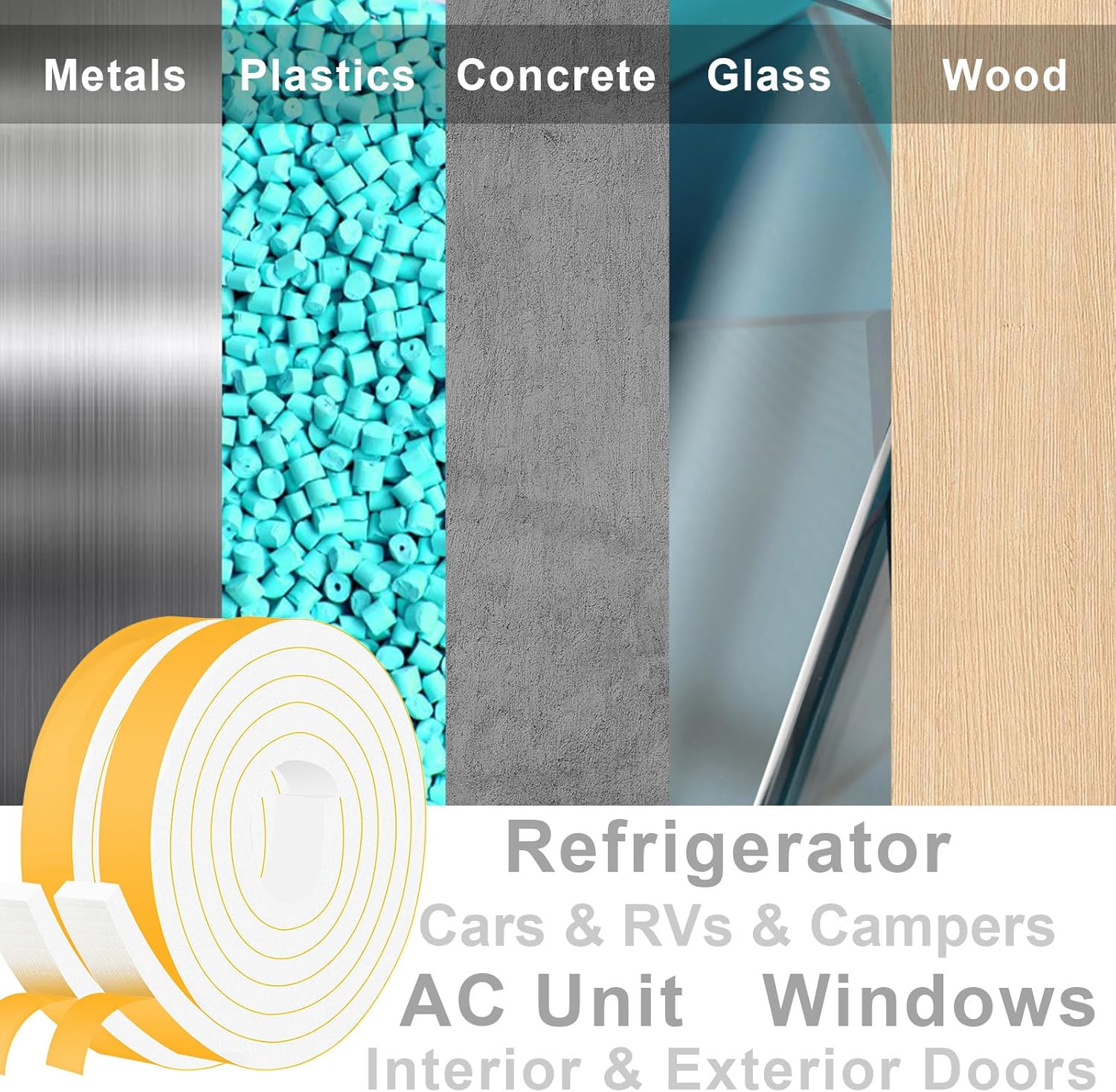 Strong Adhesive Foam Weather Stripping, High Density Door Insulation Strip，AC Window Insulation