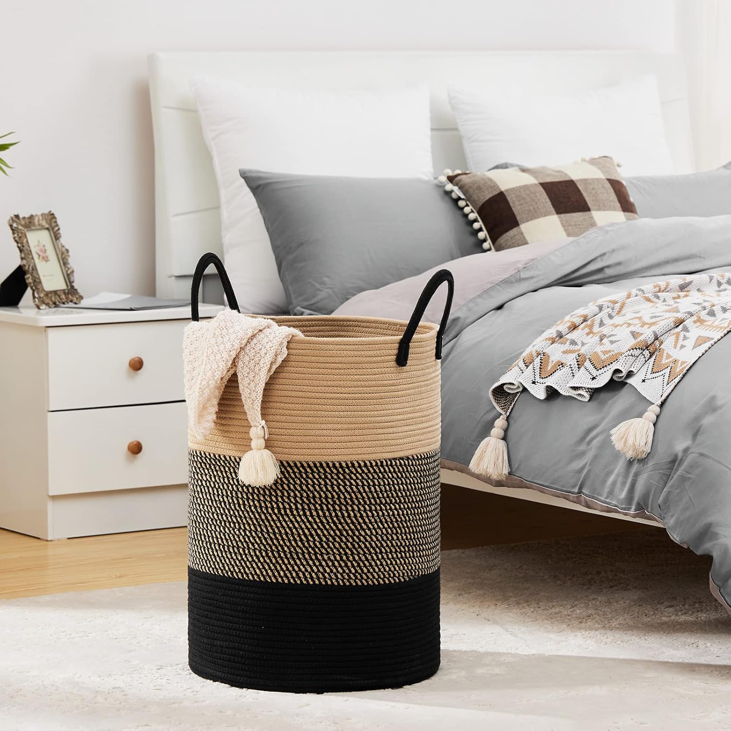 Fiona's magic 100L Extra Large Laundry Hamper Basket, 26.4Gal Tall Woven Laundry Basket Storage