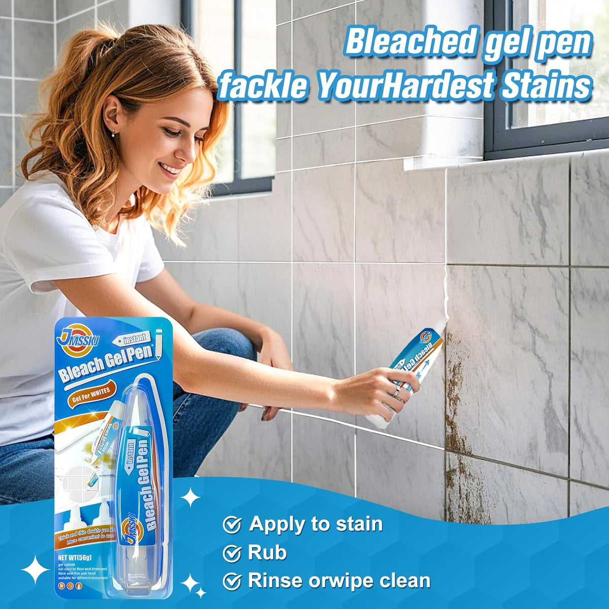 Bleach Pen, Bleach Pen For Clothing, Stain Remover Pen, Mold Stain Remover Gel, Clothing Bleached