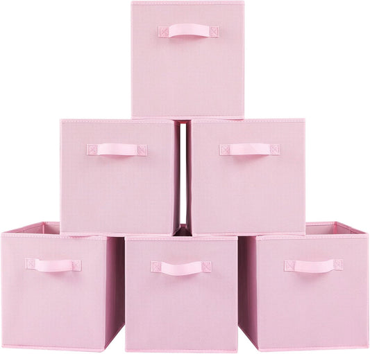 Stero 13x13x13 Inch Fabric Storage Bins 6 Pack Fun Colored Durable Storage Cubes with Handles