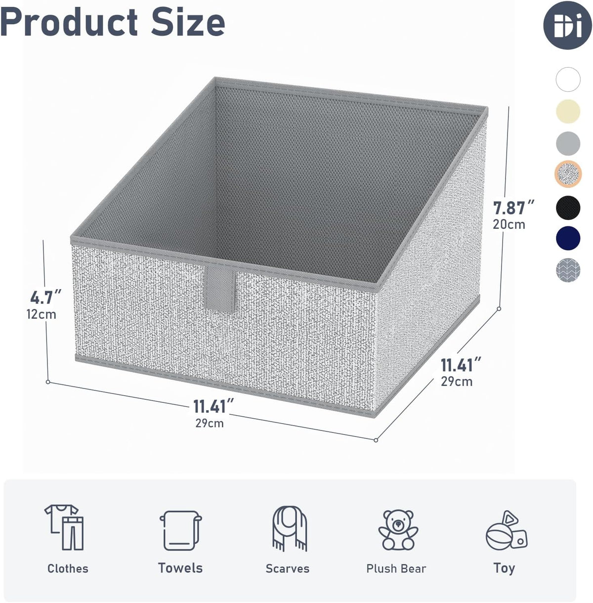 DIMJ Closet Storage Bins 6 Pack - Fabric Trapezoid Closet Organizer Bin, Foldable Storage Baskets