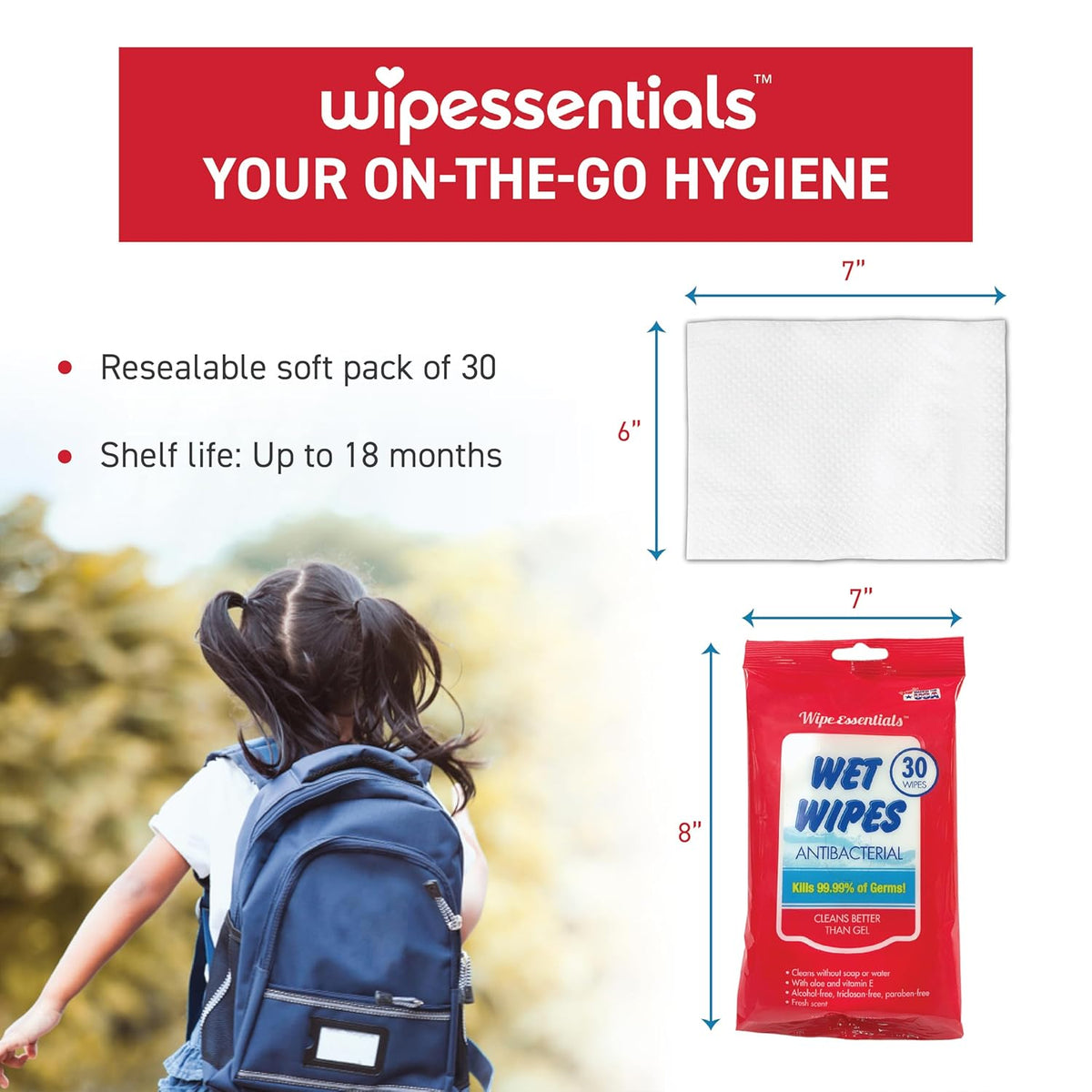 WipeEssentials Hand Sanitizer Wipes, Hand Wipes for Adults and Kids - 90 wipes - 3 Packs of 30ct