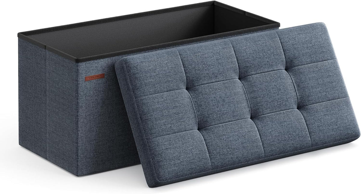 SONGMICS Mazie Collection - 30 Inches Folding Storage Ottoman Bench, Ottoman Foot Rest, End of Bed