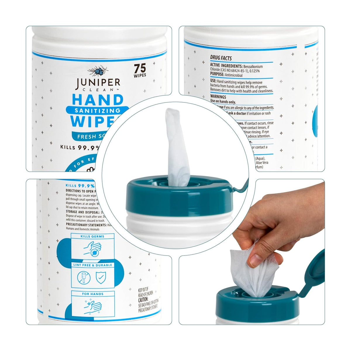 6 Pack Canister Hand Sanitizing Wipes, Alcohol Free 450 Count Canister Disposable Hand Sanitizer