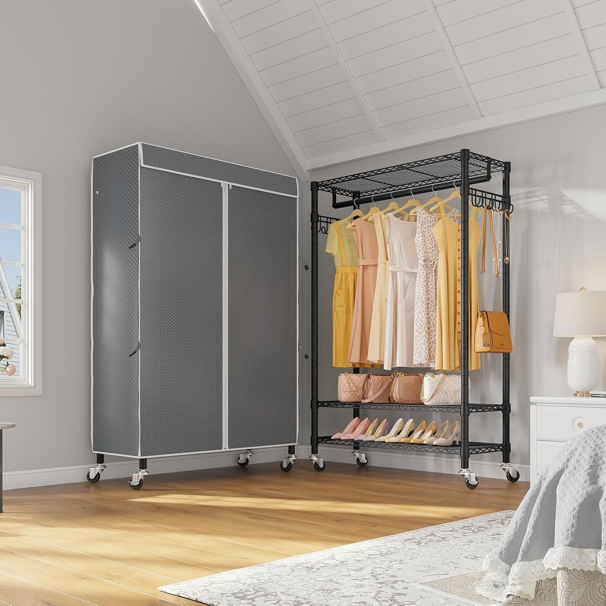 VIPEK R3C Rolling Clothes Rack with Cover Portable Closet for Hanging Clothes, Heavy Duty Garment