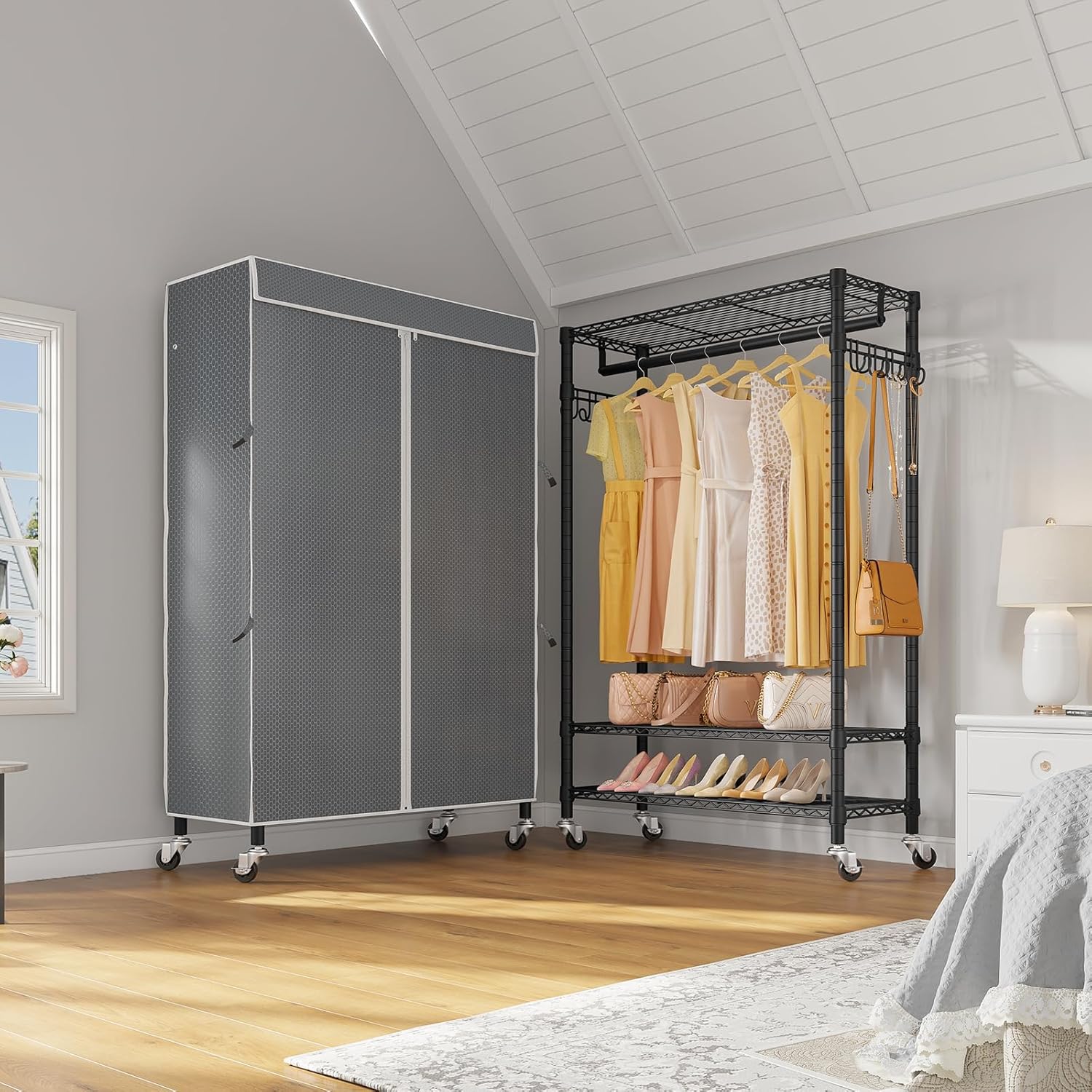 VIPEK R3C Rolling Clothes Rack with Cover Portable Closet for Hanging Clothes, Heavy Duty Garment