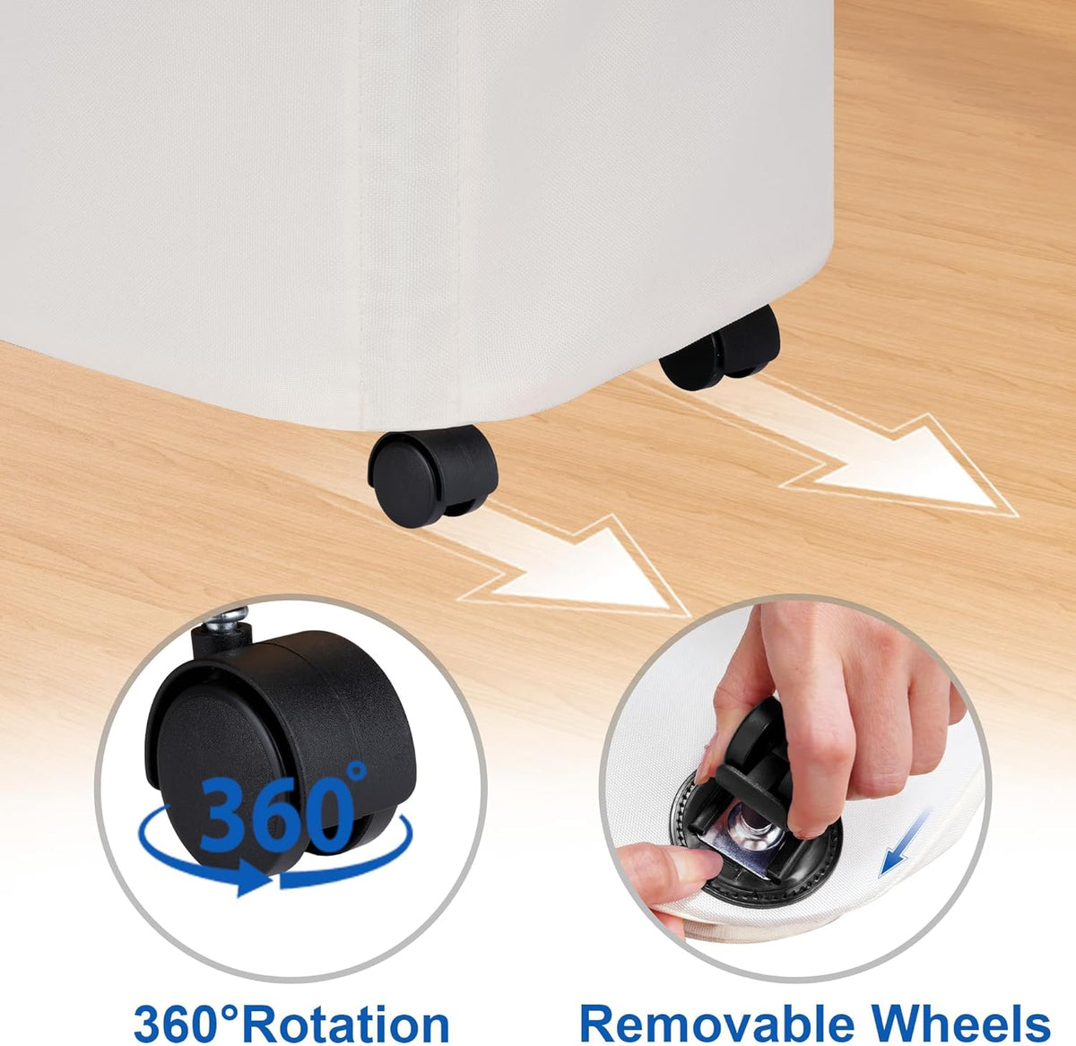 efluky Laundry Basket with Wheels, Tall Rolling Laundry Hamper with Lid and Removable Bag