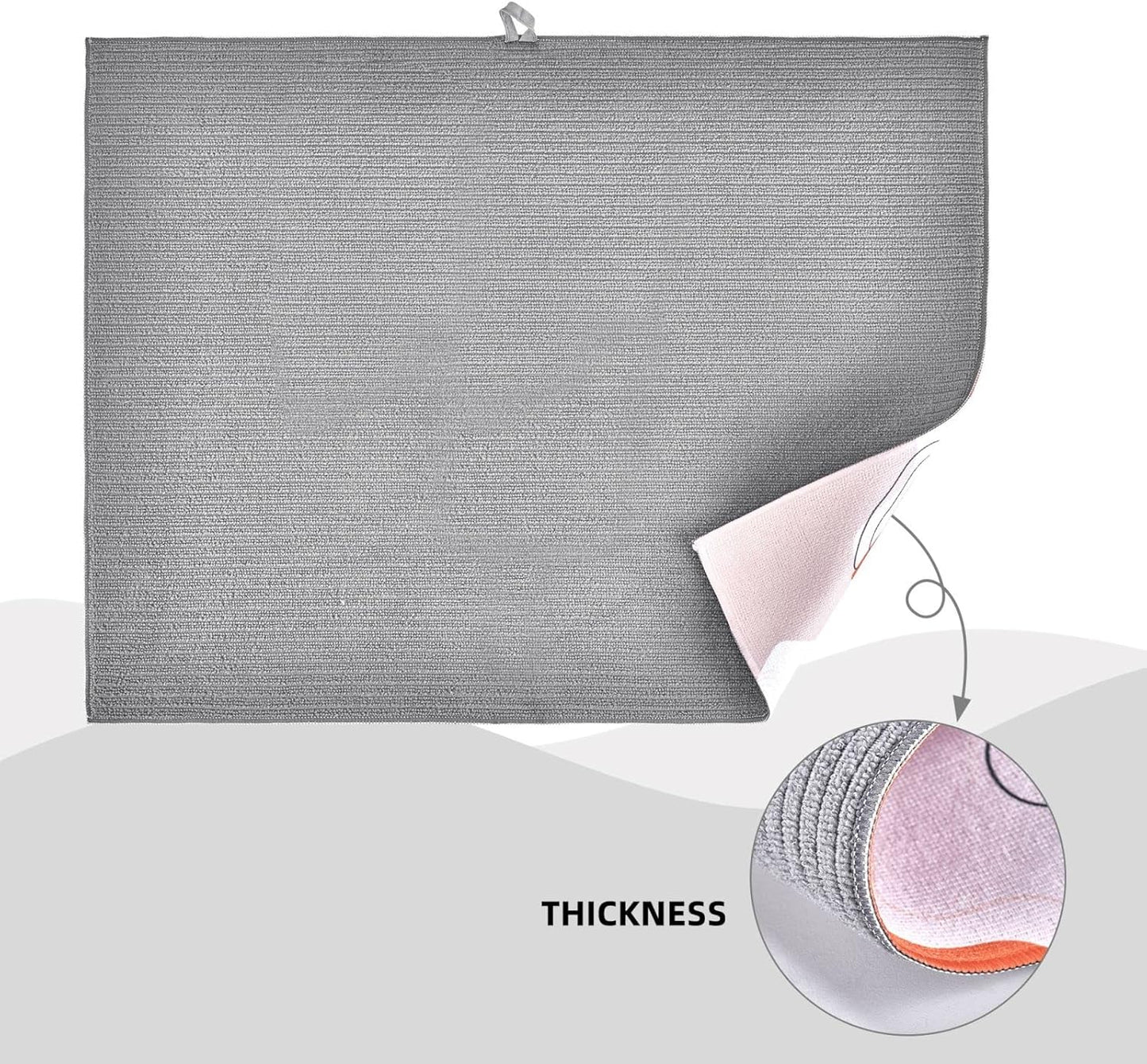 lemon Dish Drying Mat Highly Absorbent Double-Sided Microfiber with Hanging Loop Reversible Drain