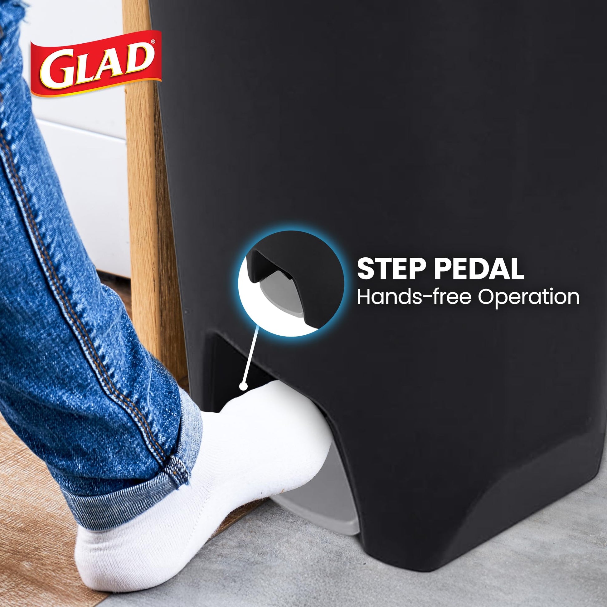 Glad Trash Can with Clorox Odor Protection | Plastic Bin, 20 Gal, Black
