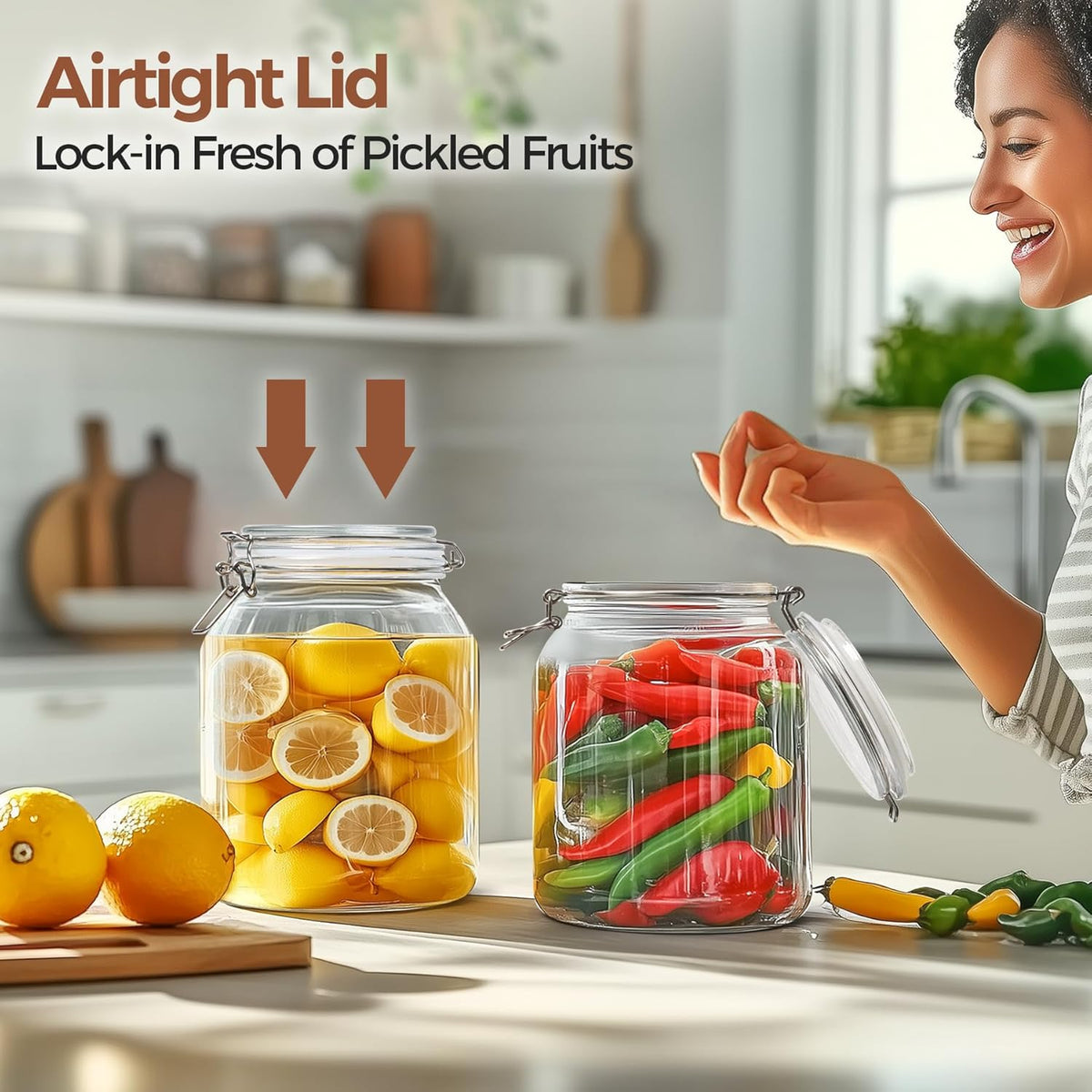 ComSaf Glass Jars with Airtight Lid 86 oz, Wide Mouth Mason Jars, Canning Jars, Large Glass Storage