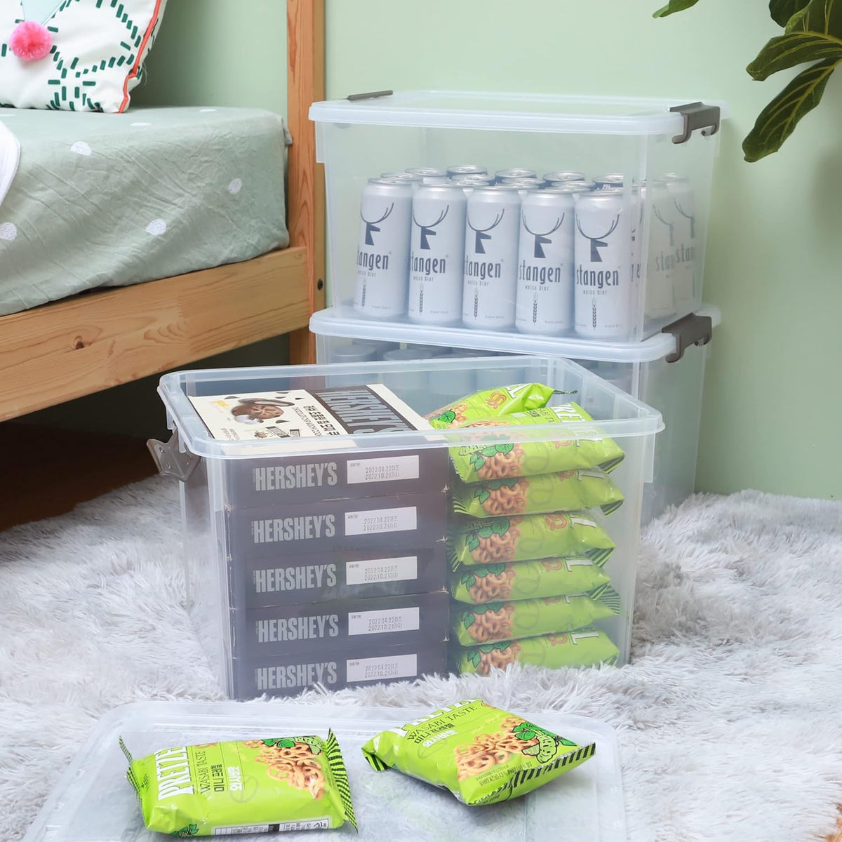 Citylife 6 Packs 32 QT Plastic Storage Bins with Lids Large Stackable Storage Containers for