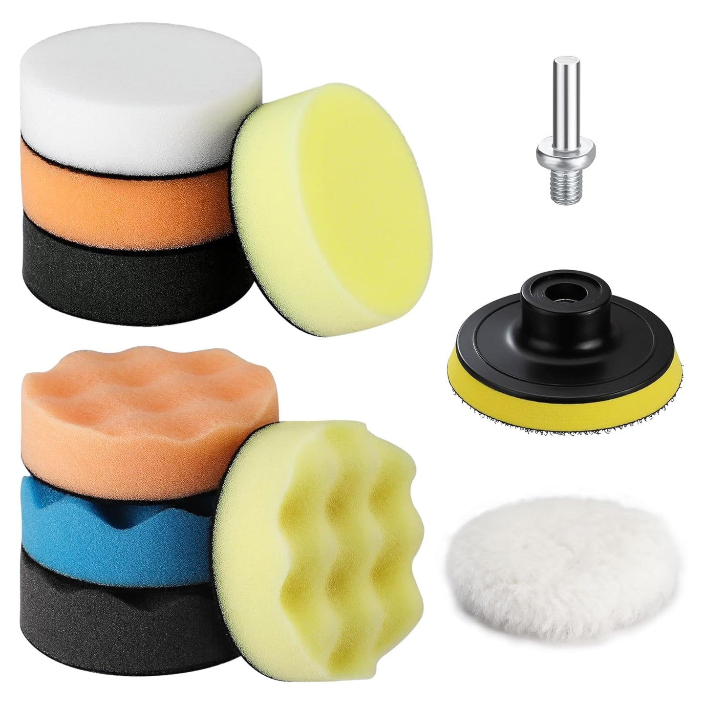 WORKPRO 3 Inch Drill Buffing Pad Kit - 11 Pcs Car Foam Polishing Pads Set, Drill Buffer Polisher