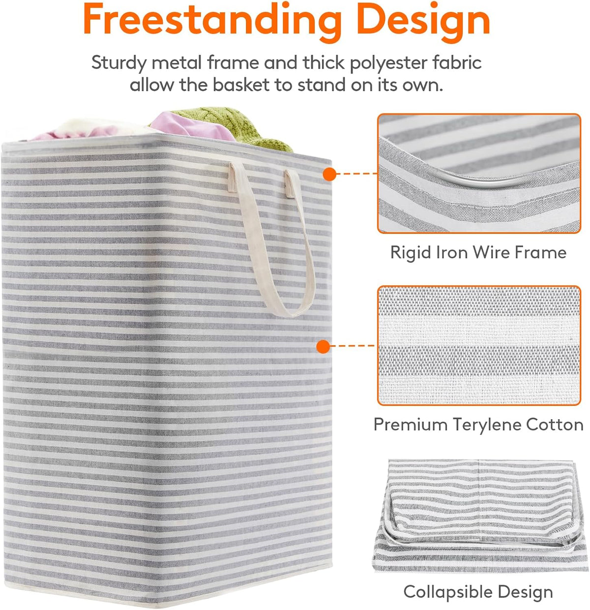 Lifewit 2 Pack Laundry Hamper Large Collapsible Laundry Baskets, Freestanding Waterproof Clothes