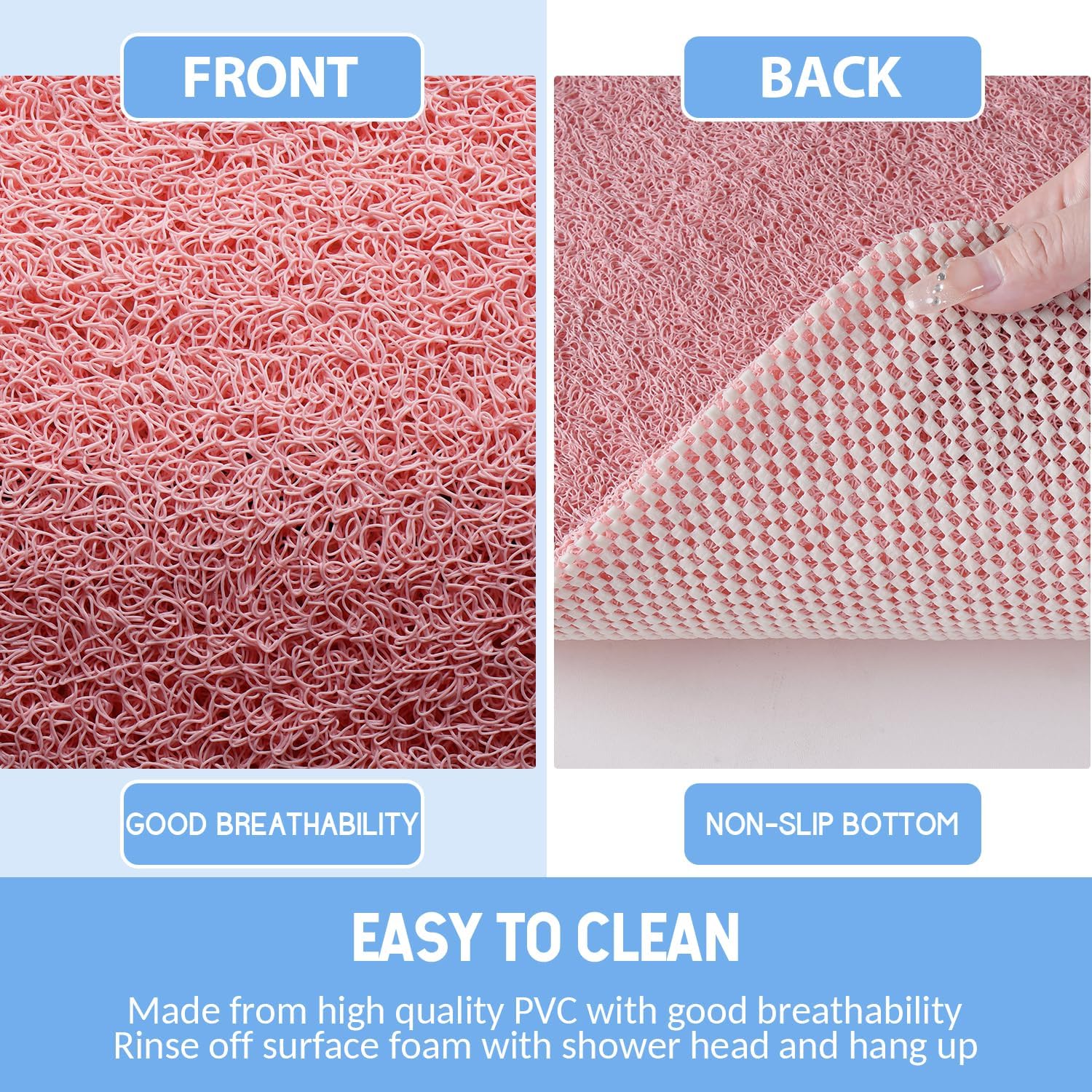 Non-Slip Bathtub Mat, 2 Pack Anti Slip Shower Mat, Fast Drying Bathtub Mats, Foot Scrubber Mat