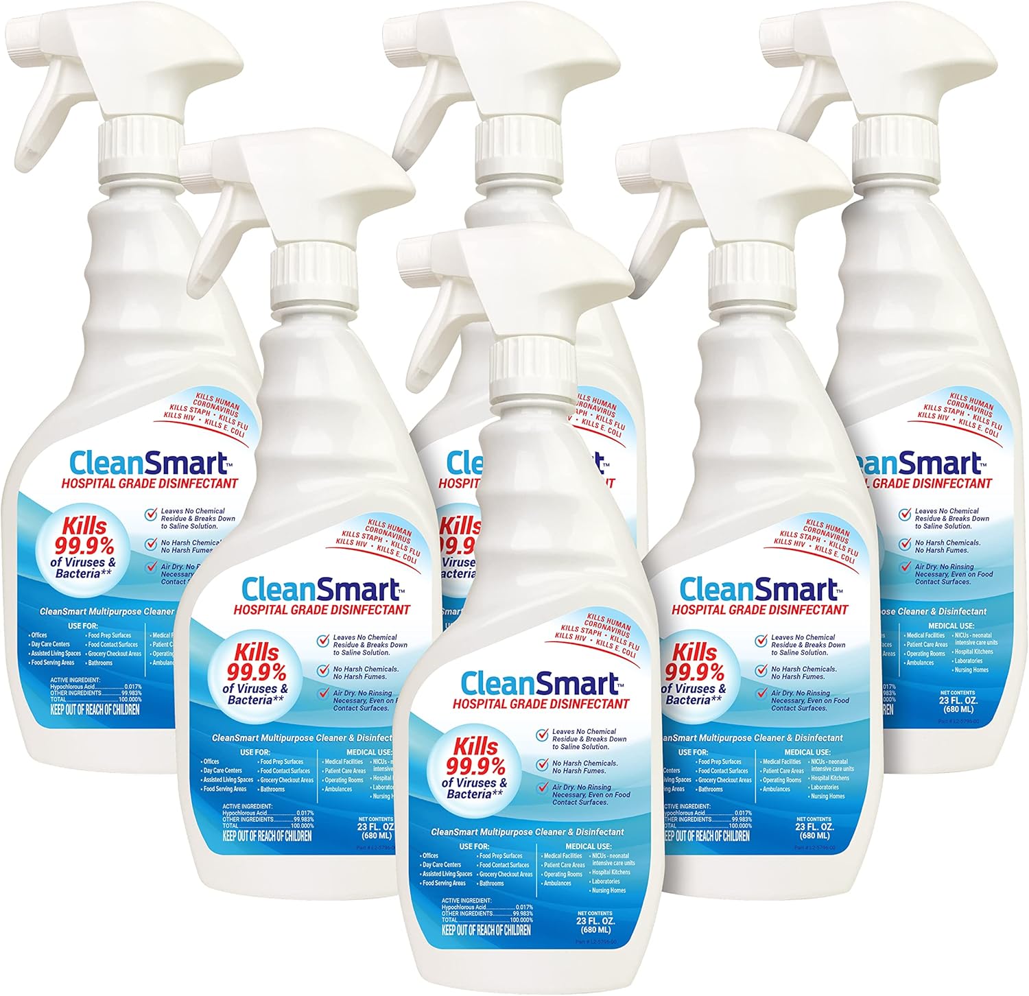 CleanSmart Hospital Grade Disinfectant, Kills 99.9% of Viruses and Bacteria, Hypochlorous Acid