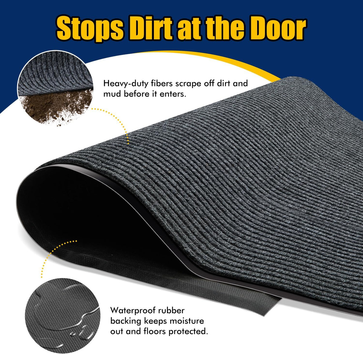 Extra Large Indoor/Outdoor Entrance Mat - 4 x 10 Feet, Rubber Border Door Mat Heavy Duty