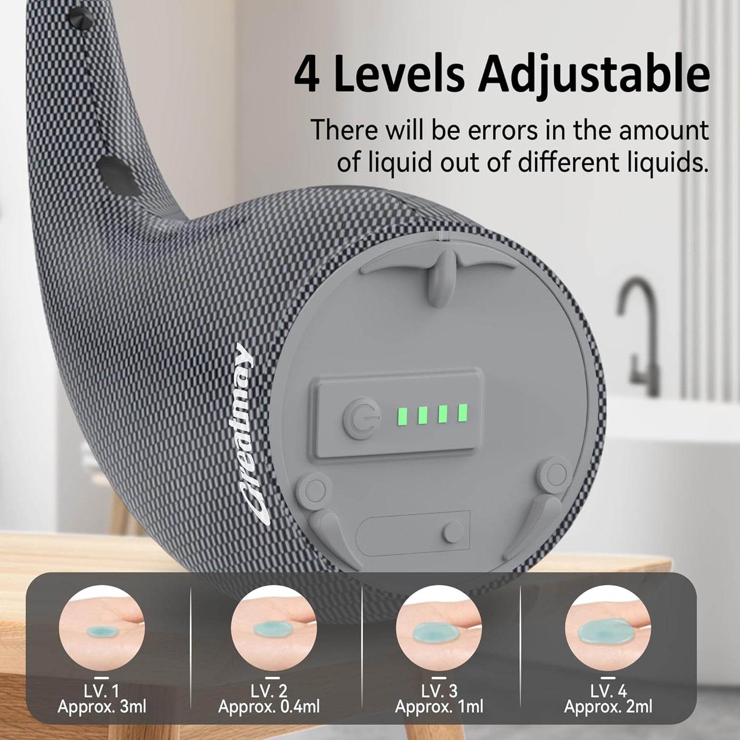Adjustable Automatic Soap Dispenser Touchless, 4 Adjustable Levels Touchless Sensor Liquid Soap