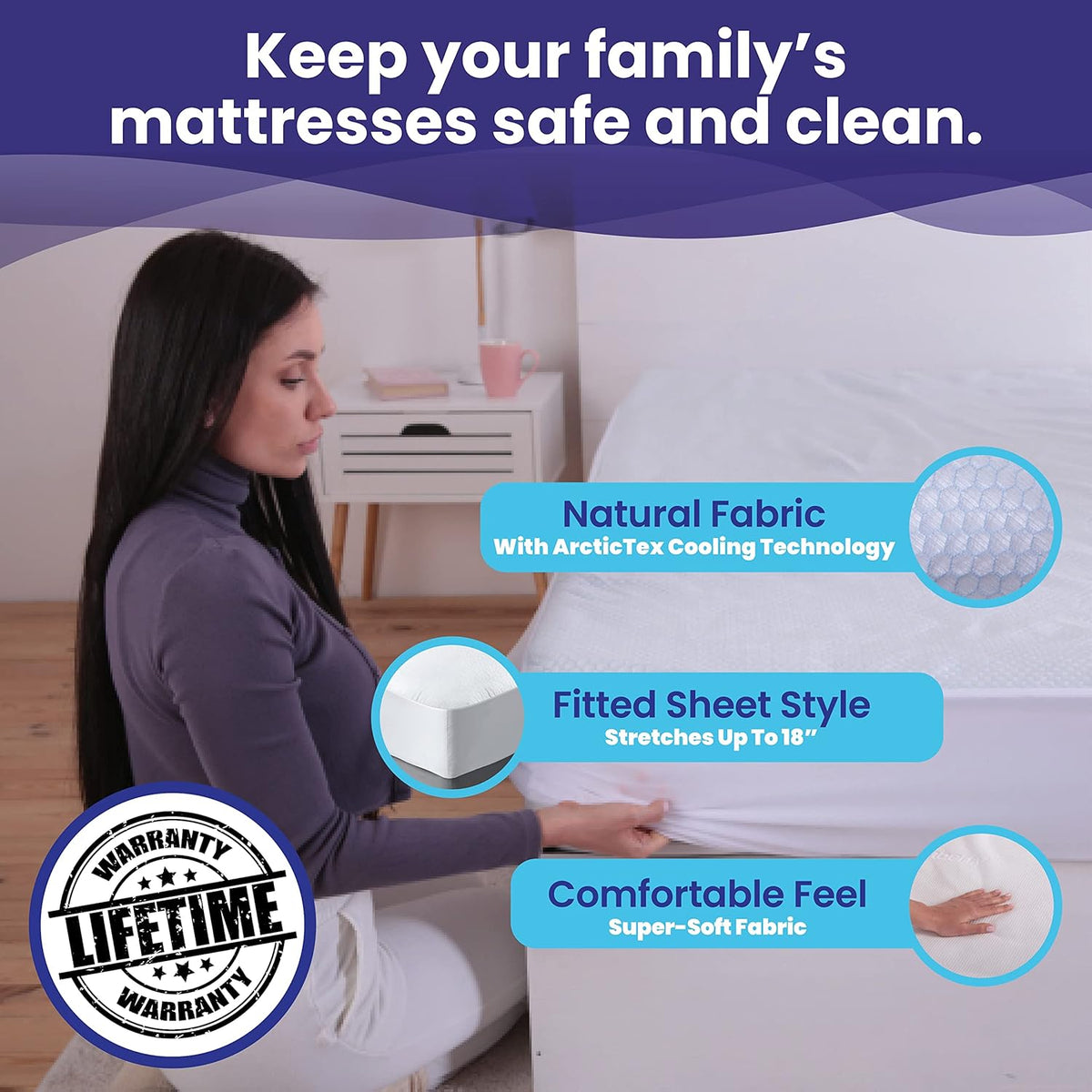 Twin Size Waterproof Cooling Mattress Protector by Slumberfy - Premium Skin-Safe Cover, Natural