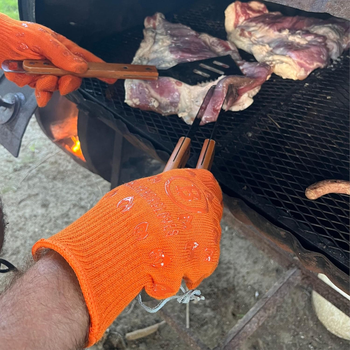 Grill Armor Oven Gloves 932°F Extreme Heat & Cut Resistant Oven Mitts with Fingers for BBQ