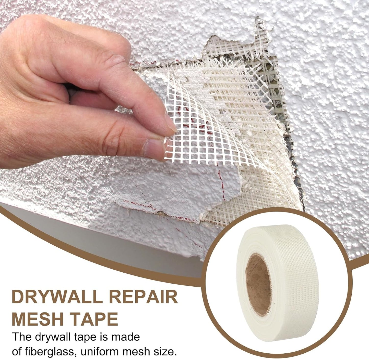PATIKIL Drywall Repair Mesh Tape, 2 inch x 164 ft Fiberglass Repair Patch Self-Adhesive Dry Wall