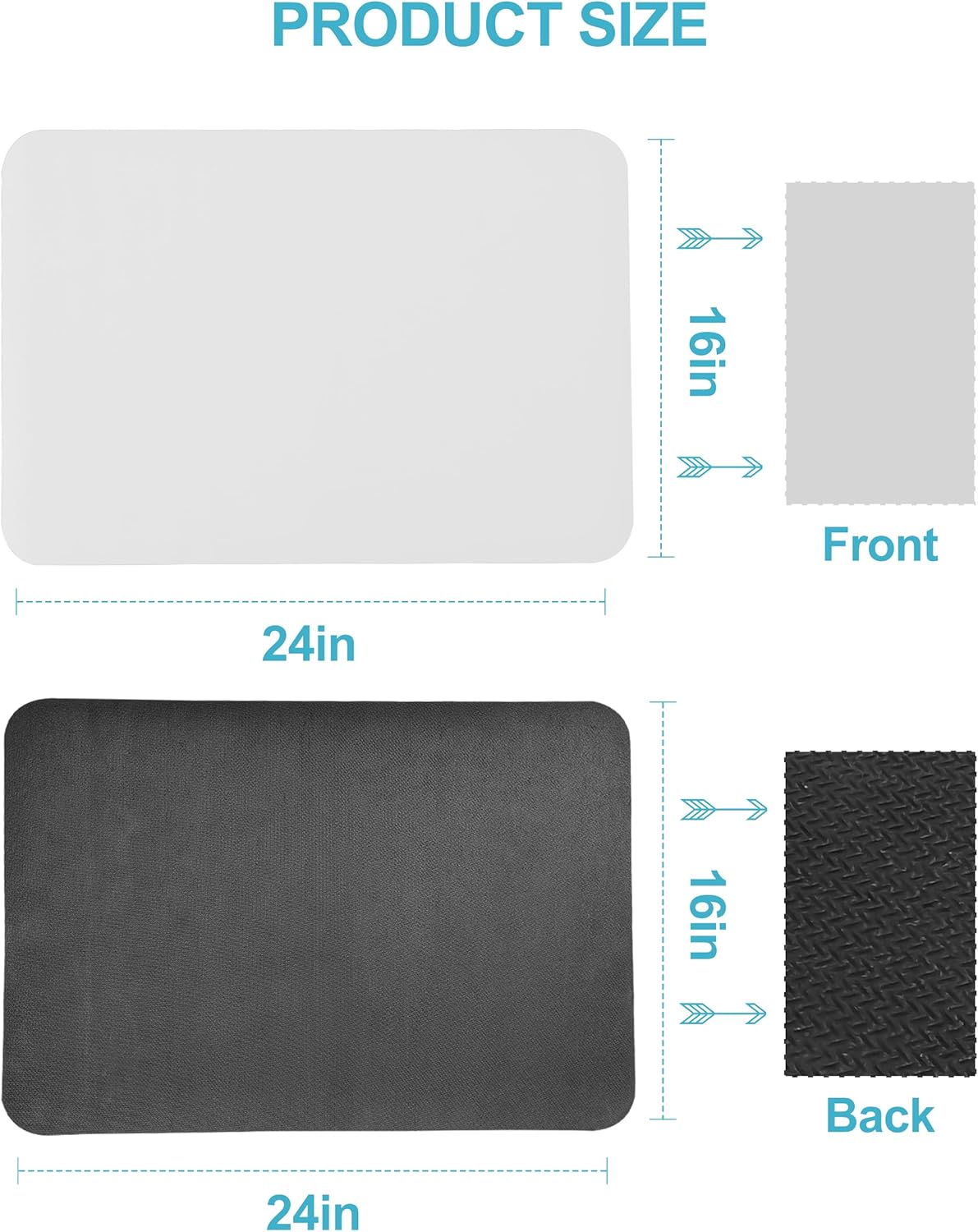 Dish Drying Mat for Kitchen Counter, 16"x24" Dish Drying Pad with Non-slip Rubber Backed, Hide