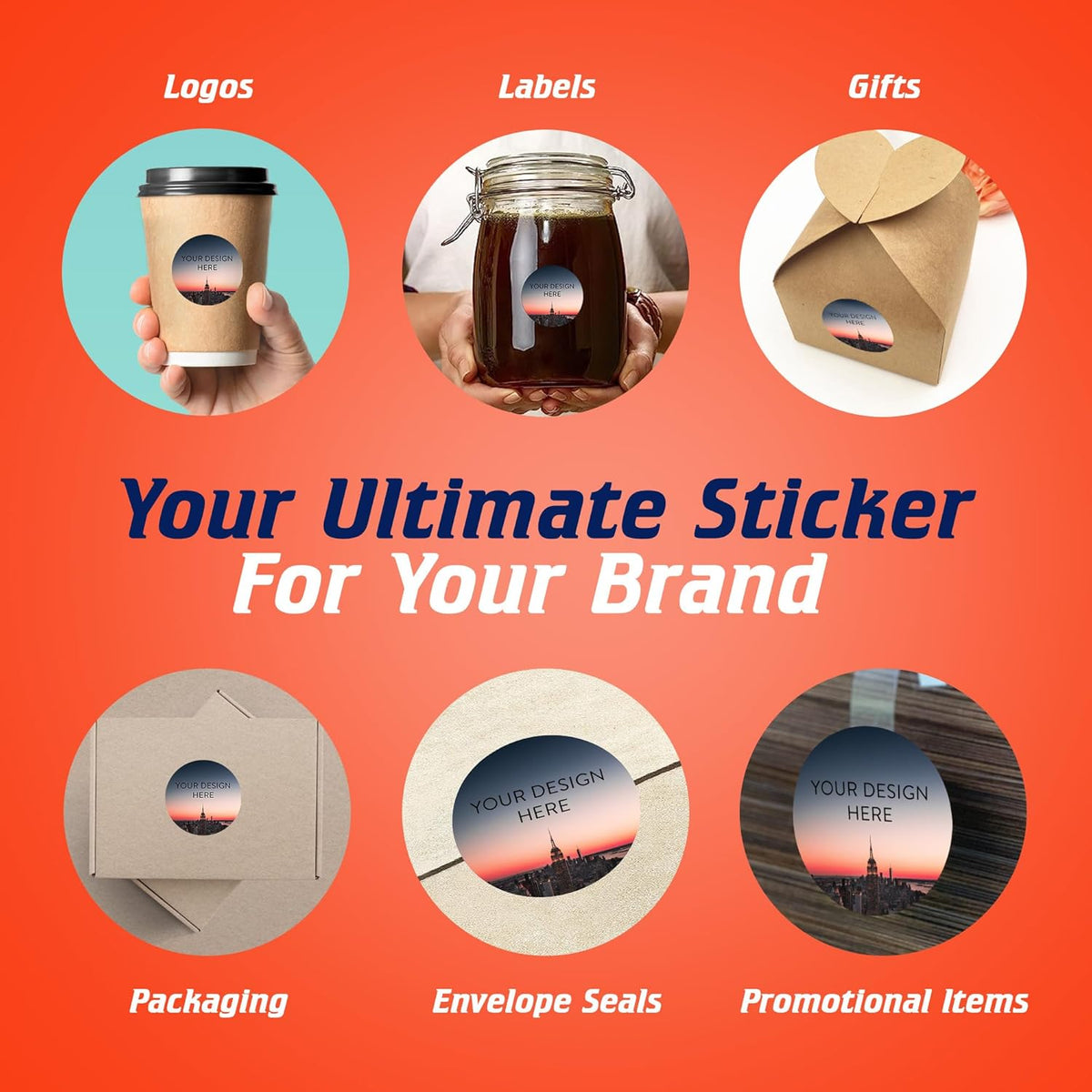 100 Custom Vinyl Stickers - Upload Your own Image, Text, Design, Logo - Personalized Logo Labels
