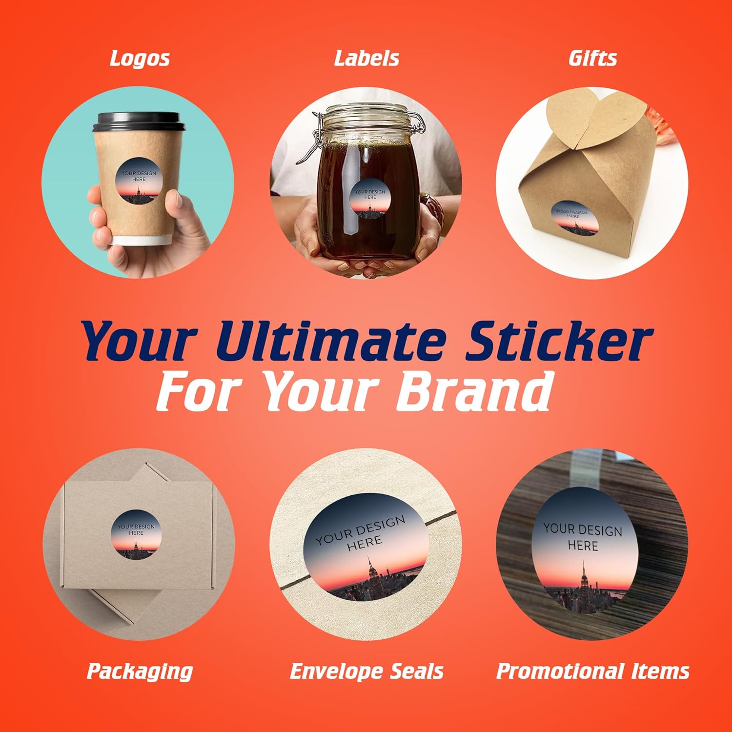 100 Custom Vinyl Stickers - Upload Your own Image, Text, Design, Logo - Personalized Logo Labels