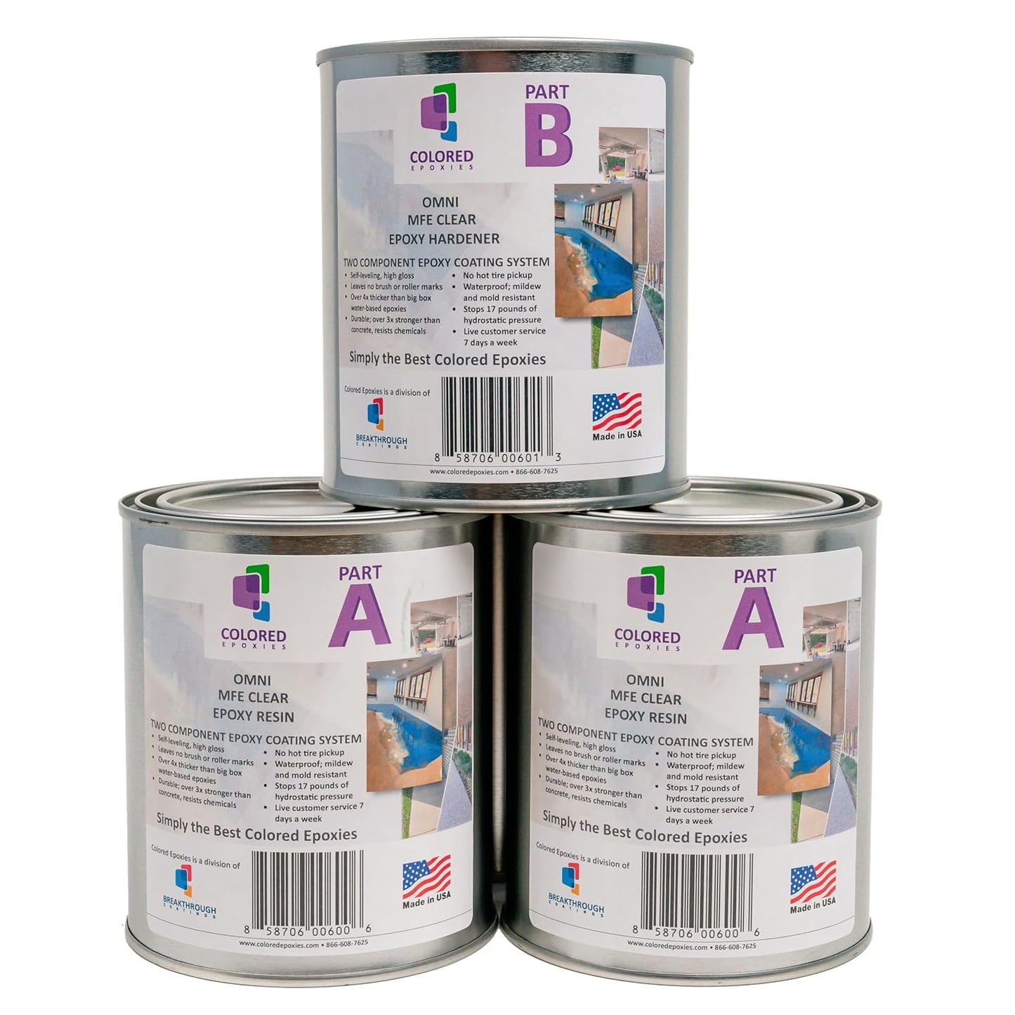 Coloredepoxies 10001 Clear Epoxy Resin Coating 100% Solids, High Gloss For Garage Floors