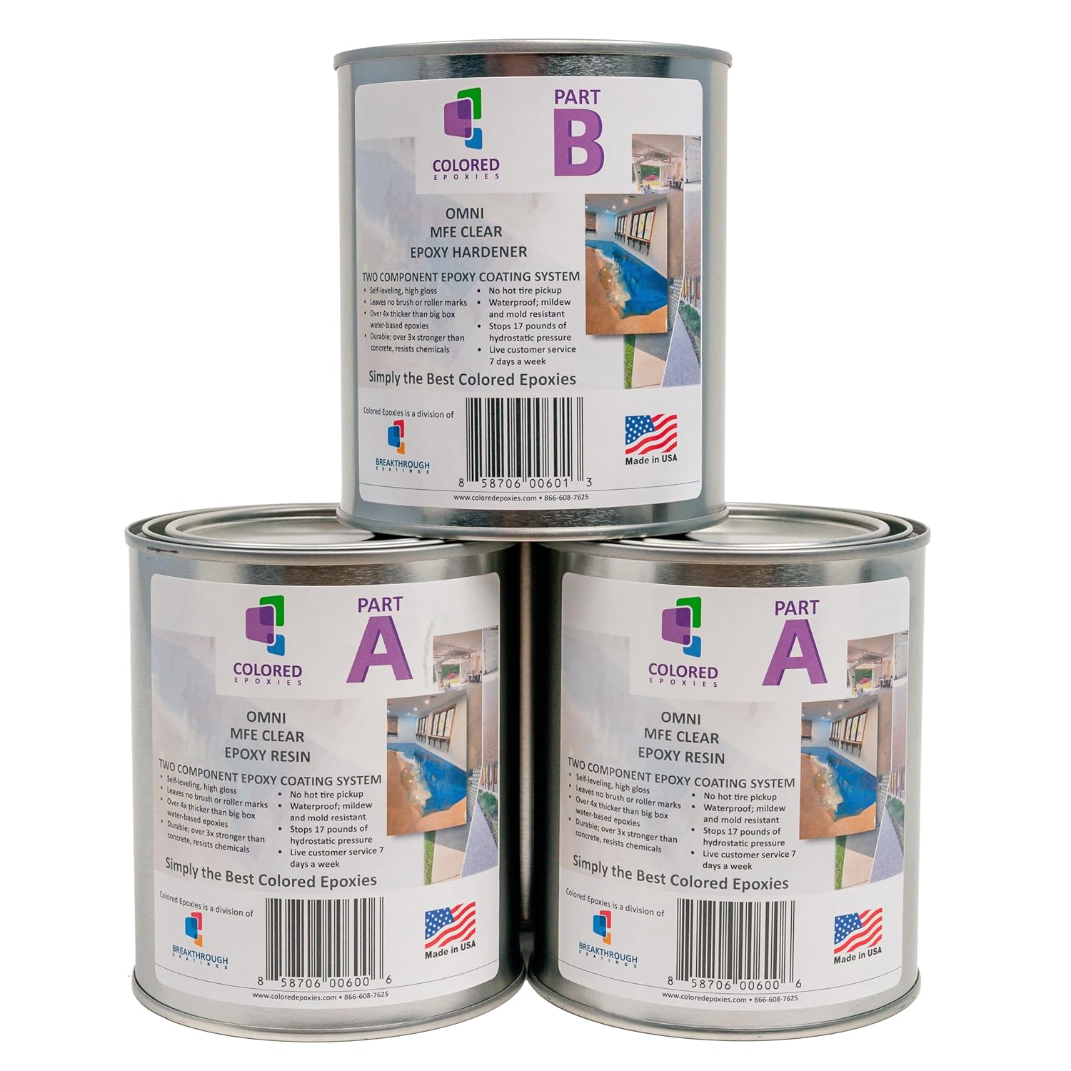 Coloredepoxies 10001 Clear Epoxy Resin Coating 100% Solids, High Gloss For Garage Floors