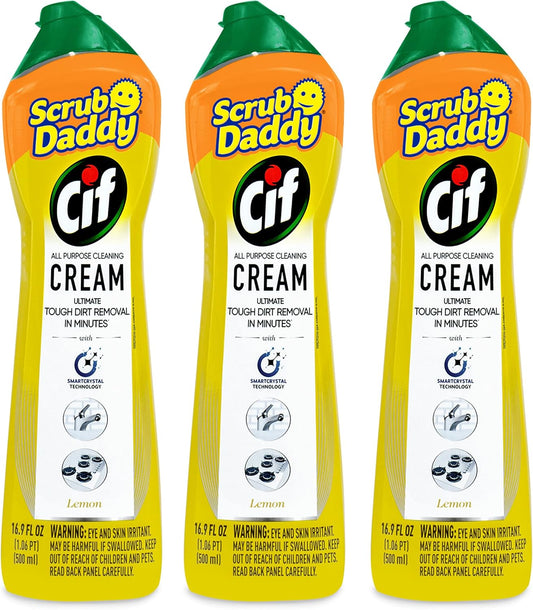 Scrub Daddy Cif Cream All Purpose Cleaner, Lemon - Multi Surface Household Cleaning Cream for