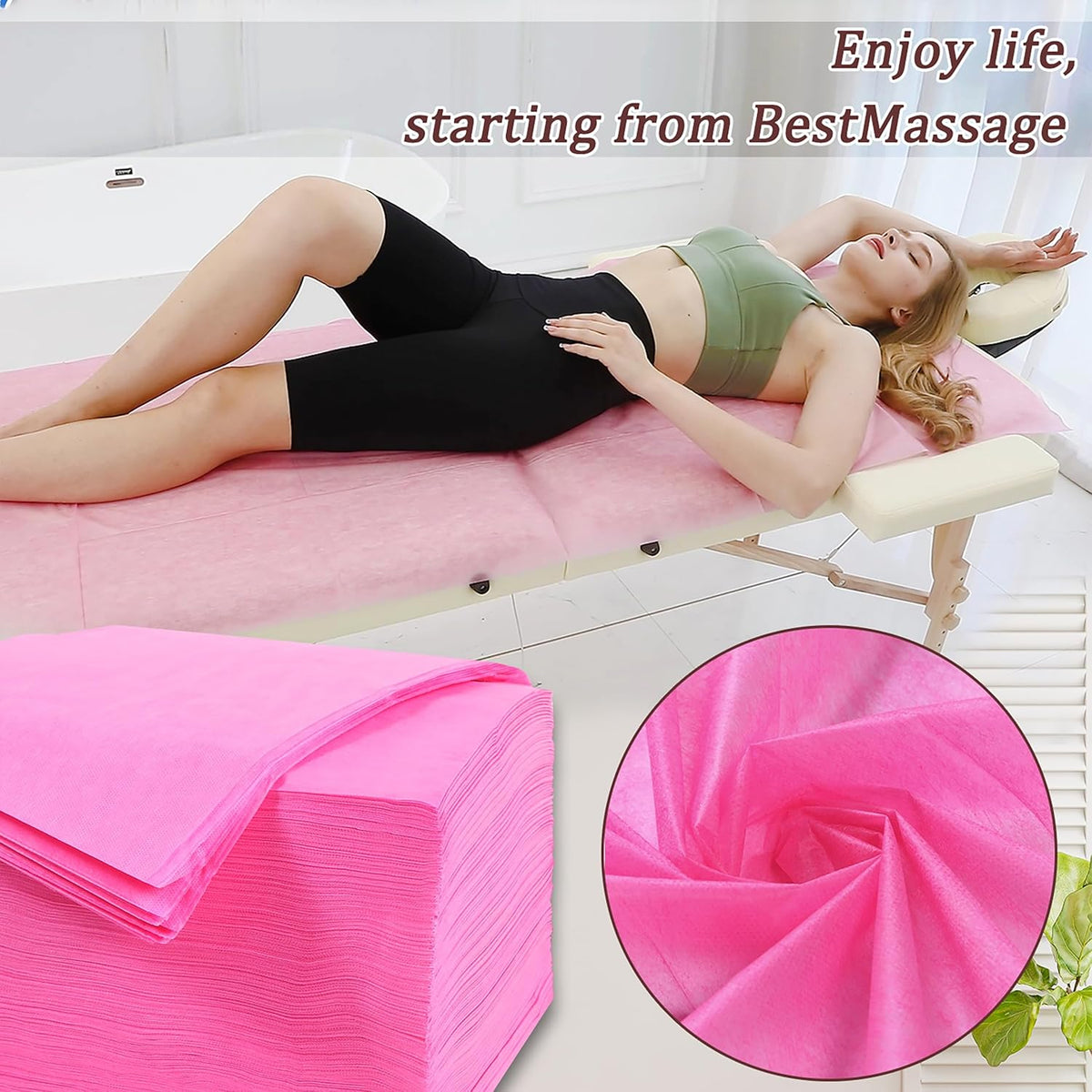 100 Pcs Disposable Bed Sheets 31" x 71" Massage Table Sheets Non Woven Fabric SPA Bed Cover