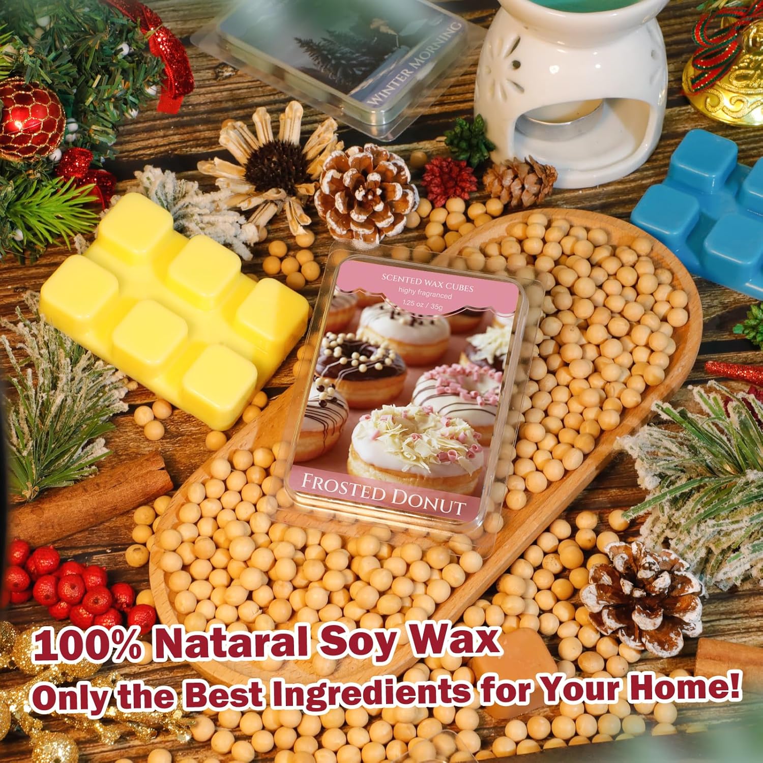 SCENTORINI Christmas Wax Melts, Soy Wax Melts for Wax Warmers Non-Toxic, 12-Pack Scented Wax Cubes