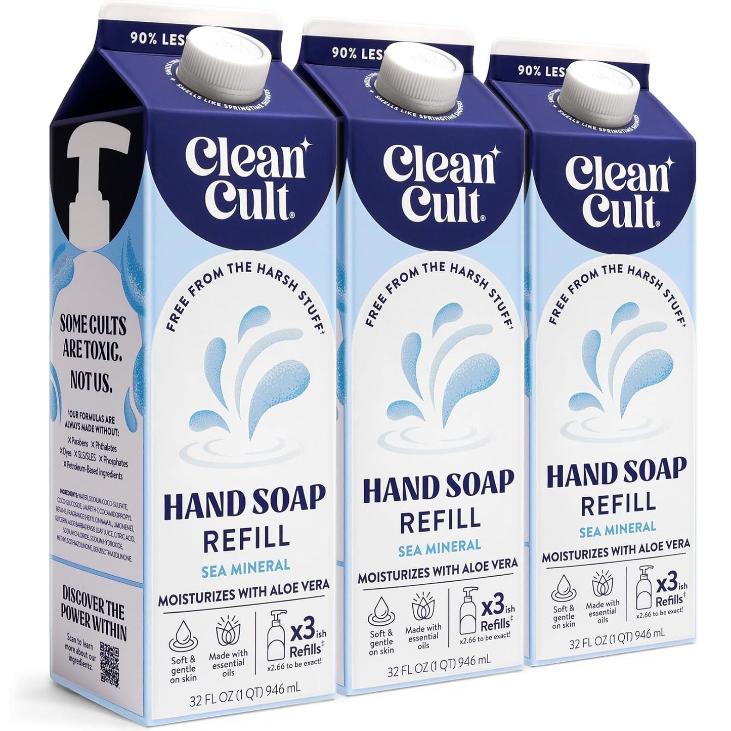 Cleancult - Liquid Hand Soap Refills - Sea Minerals - Gentle On Sensitive Skin - Made with Aloe