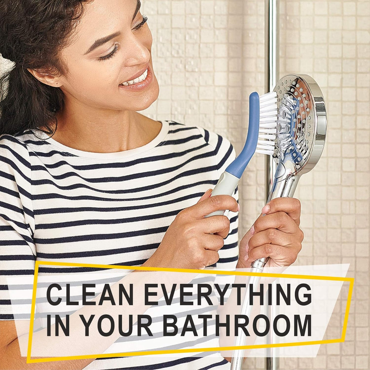 Scrub Brush Set of 3pcs - Cleaning Shower Scrubber with Ergonomic Handle and Durable Bristles