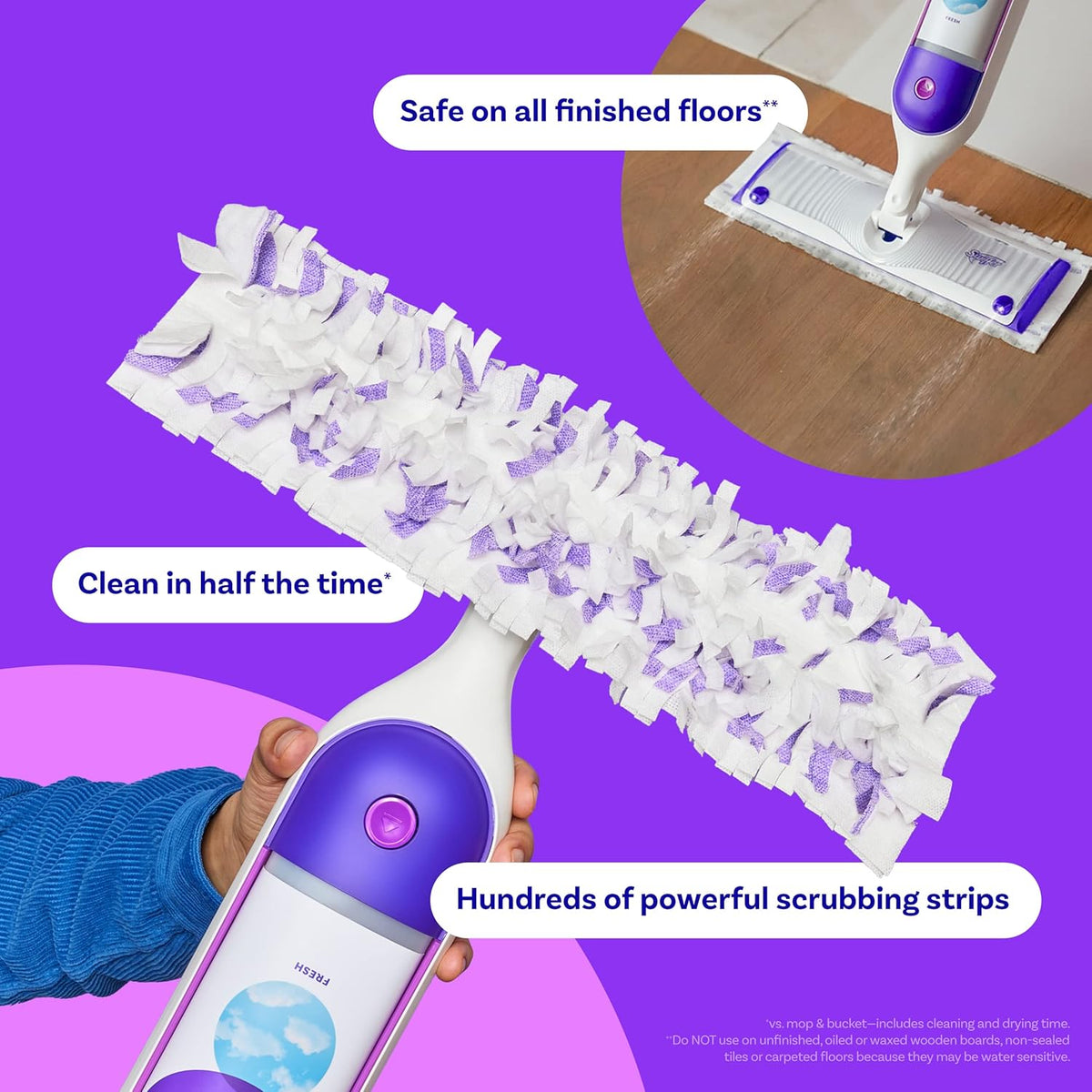 Swiffer Power Mop Refill Pack, Floor Cleaner for Mopping Tile, Vinyl, Laminate, Wood in Home