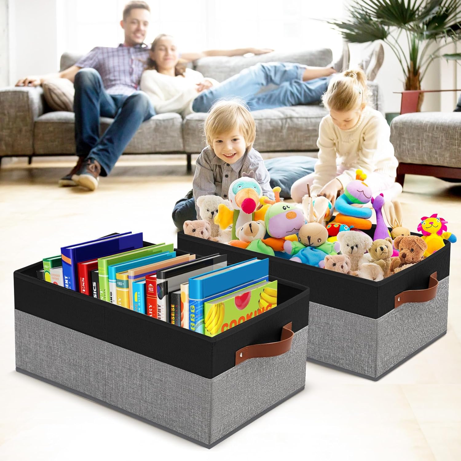 3 Pack Large Capacity Storage Bins Closet Organizer for Shelves, Fabric Closet Storage Baskets