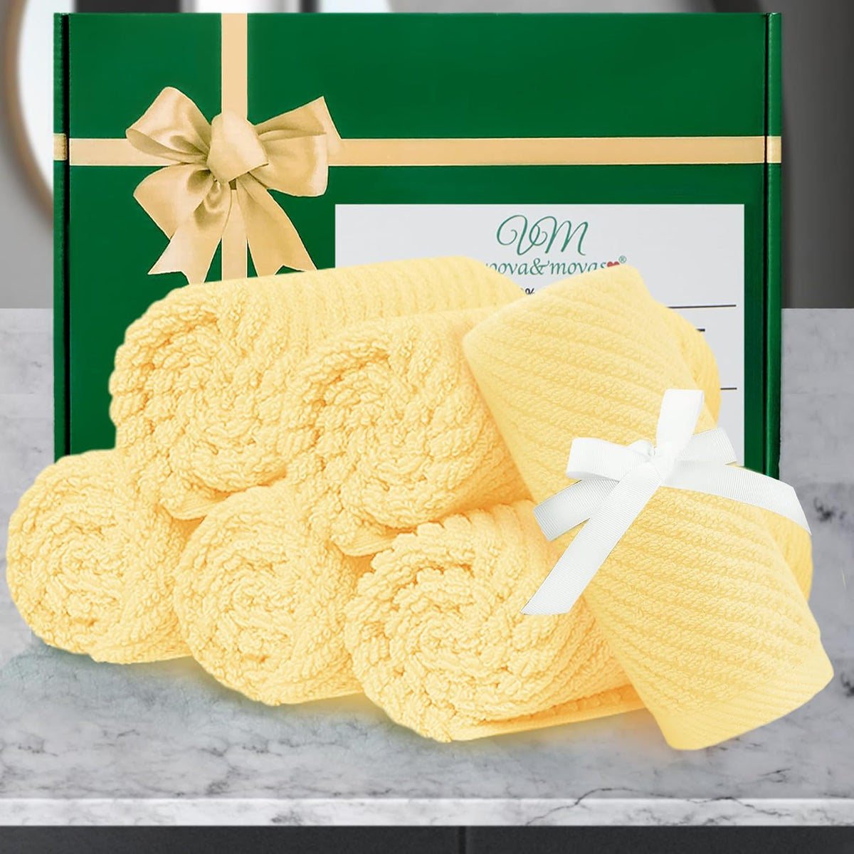 VOOVA & MOVAS Washcloths 6 Pack, 13"x13" - 100% Cotton | Lightweight | Thick | Quick Dry | Soft |