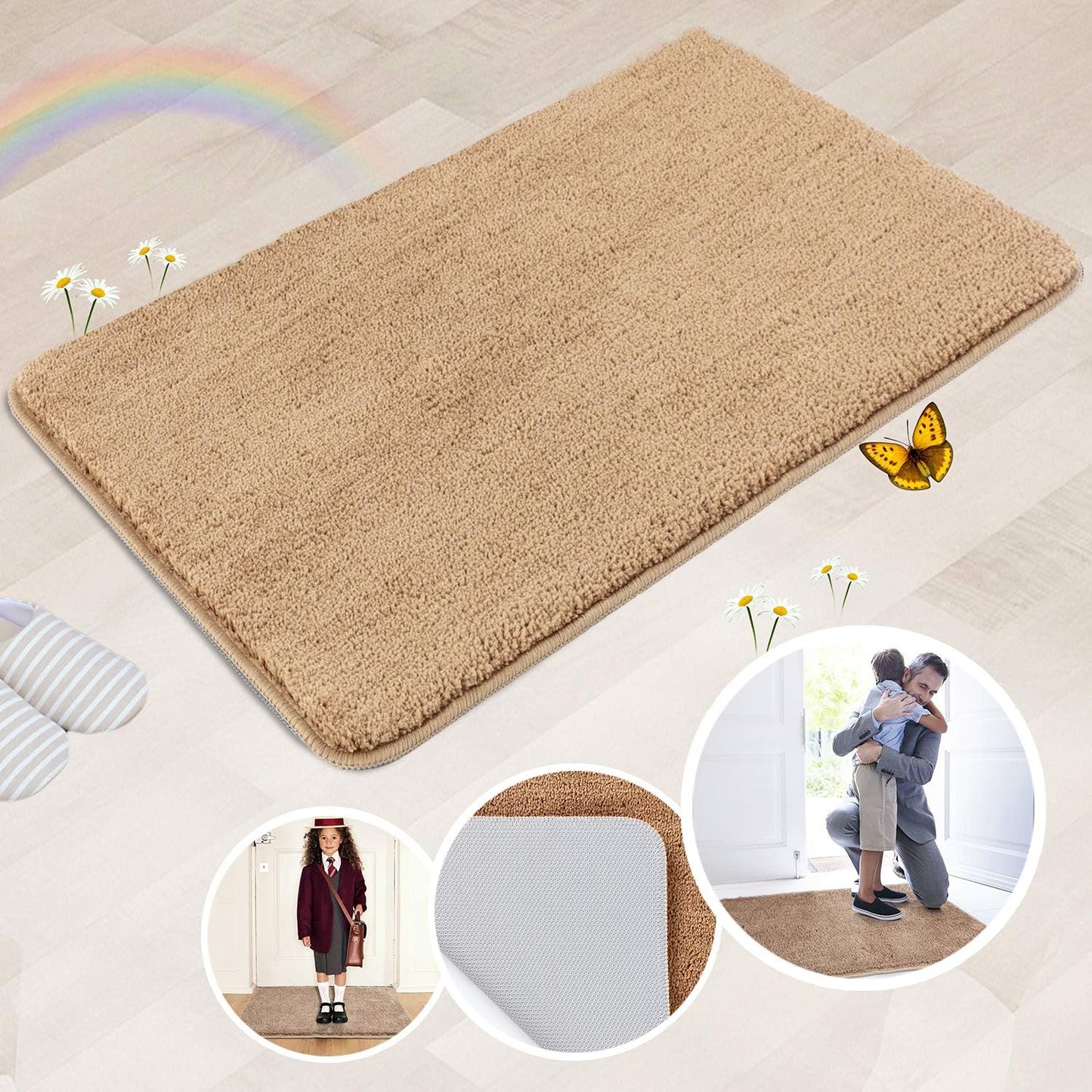 REFETONE Indoor Door Mat, Front Back Door Mat, Non-Slip Absorbent Resist Dirt Entrance Rug Inside