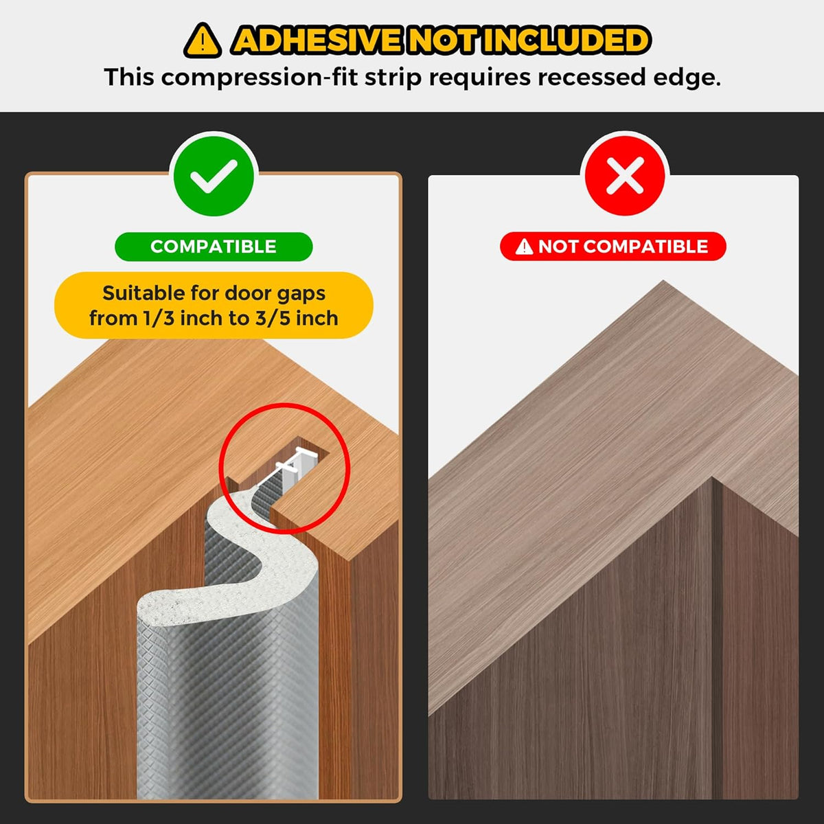 Weather Stripping Door Seal Strip Soundproof Q Foam Tape, Exterior Door Insulation Strip for Large