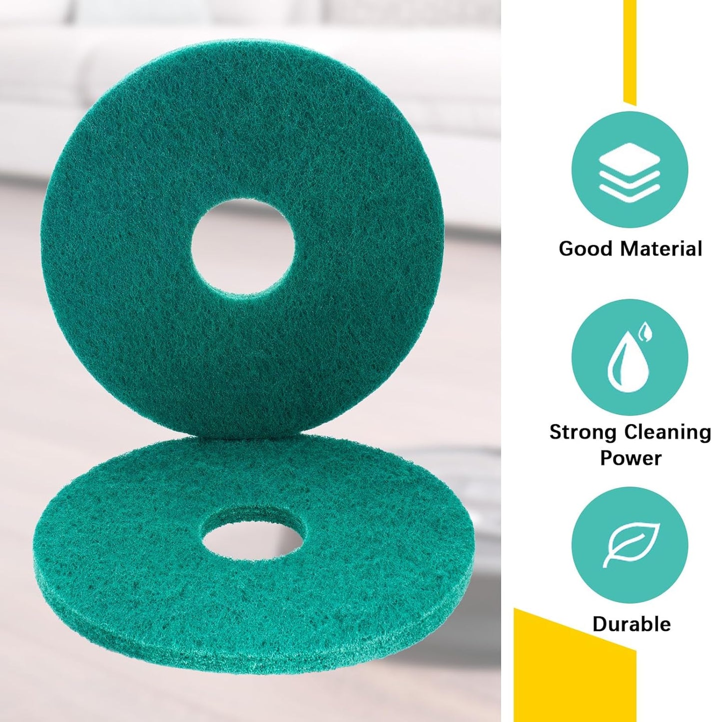2 Pcs 12" Green Scrubbing Pads Commercial Cleaning Orbiter Pads-Maintenance Non Woven for Floor