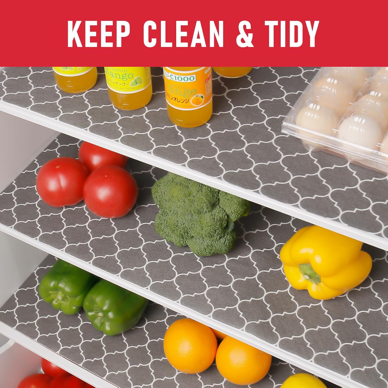 Cooyes Fridge Liners for Refrigerator, Drawer & Shelf Liners for Kitchen Cabinets Non-Adhesive