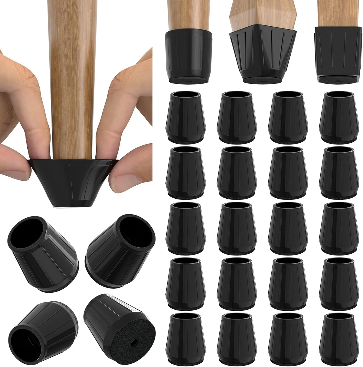 24PCS Extra Small Silicone Chair Leg Floor Protectors for Hardwood Floors, Thicken Rubber Chair Leg