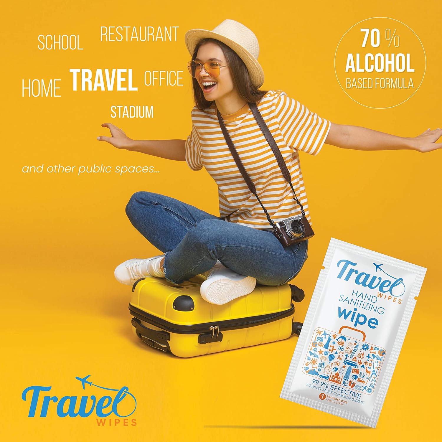 Hand Sanitizing Travel Wipes – 30ct Individually Wrapped | Fragrance-Free, Moisturizing, 70%