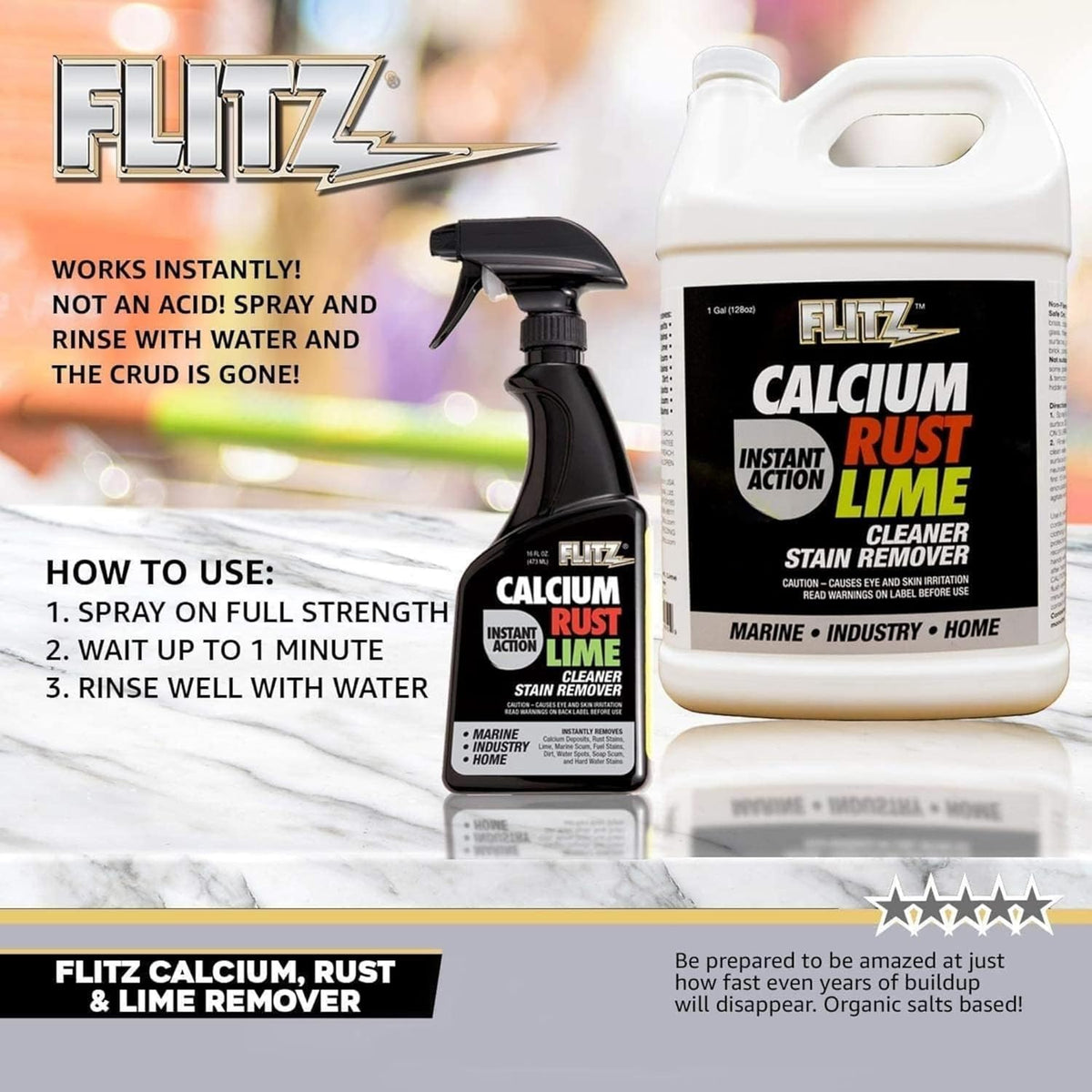Flitz Calcium, Rust, & Lime Remover - 1 Gallon Bottle of USA-Made Limescale Remover for Toilets