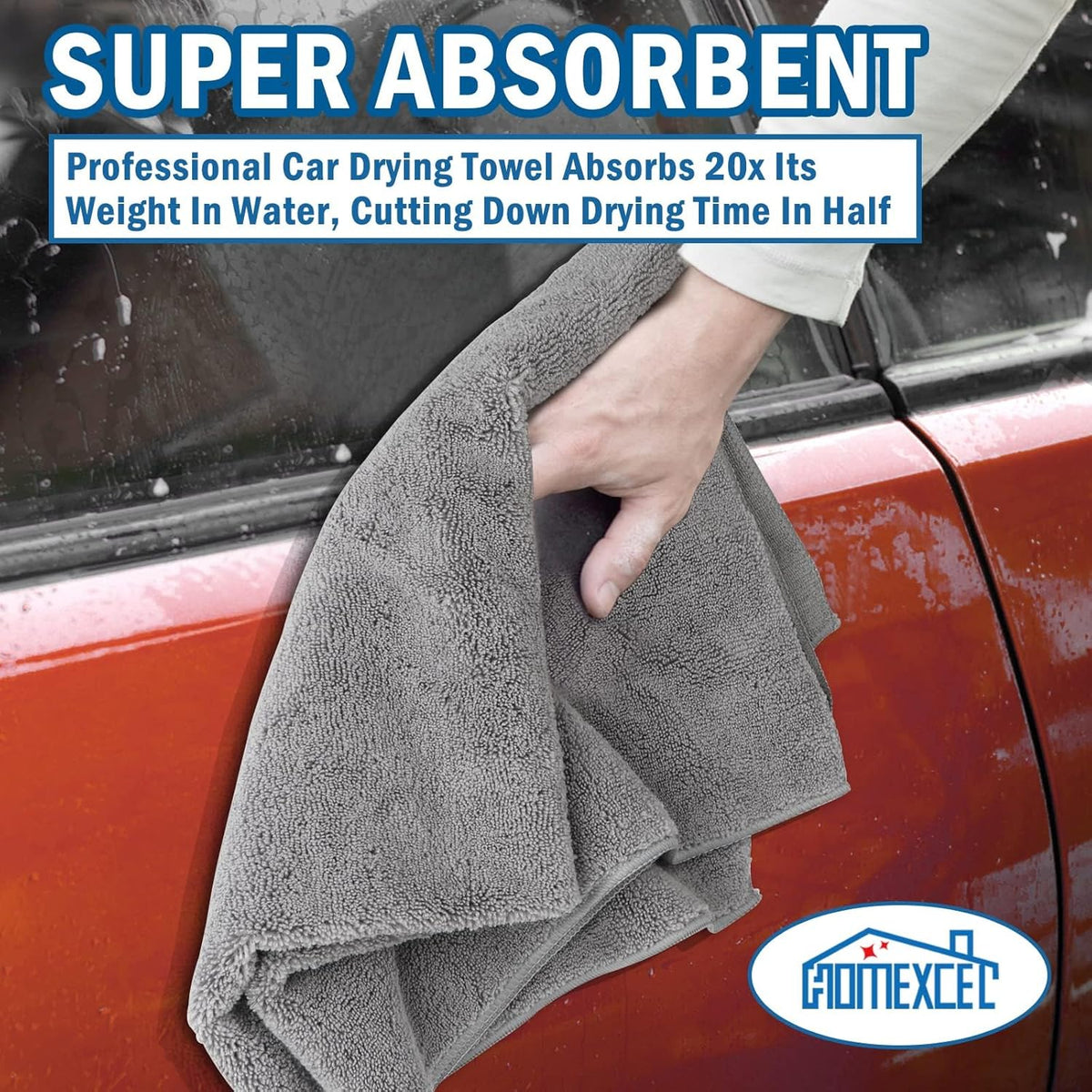 HOMEXCEL Professional Large Microfiber Car Drying Towels 4 Pack, Lint Free, Scratch Free, Highly