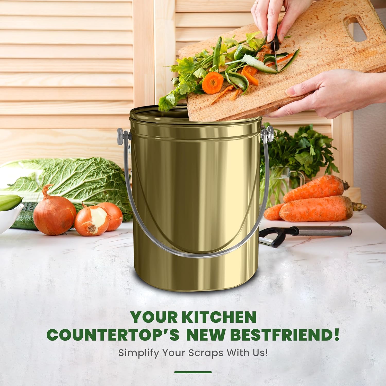 Utopia Kitchen Compost Bin for Kitchen Countertop - 1.3 Gallon Compost Bucket for Kitchen with Lid